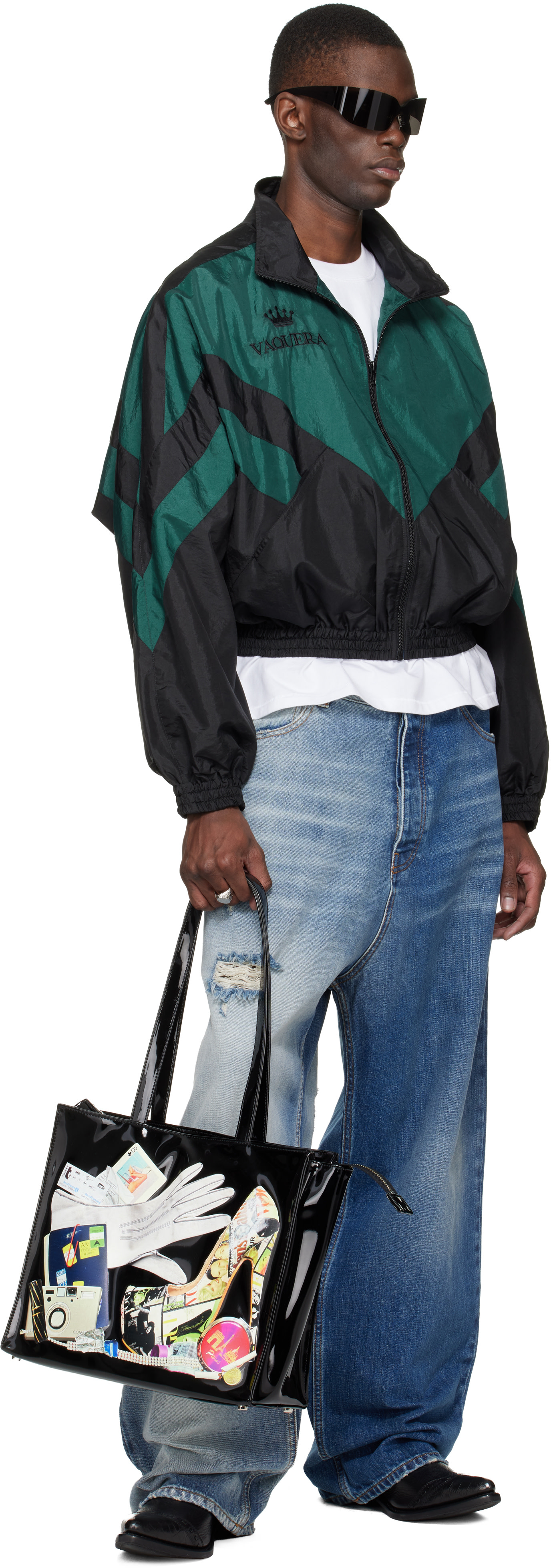 VAQUERA: Black & Green Windbreaker Jacket | SSENSE