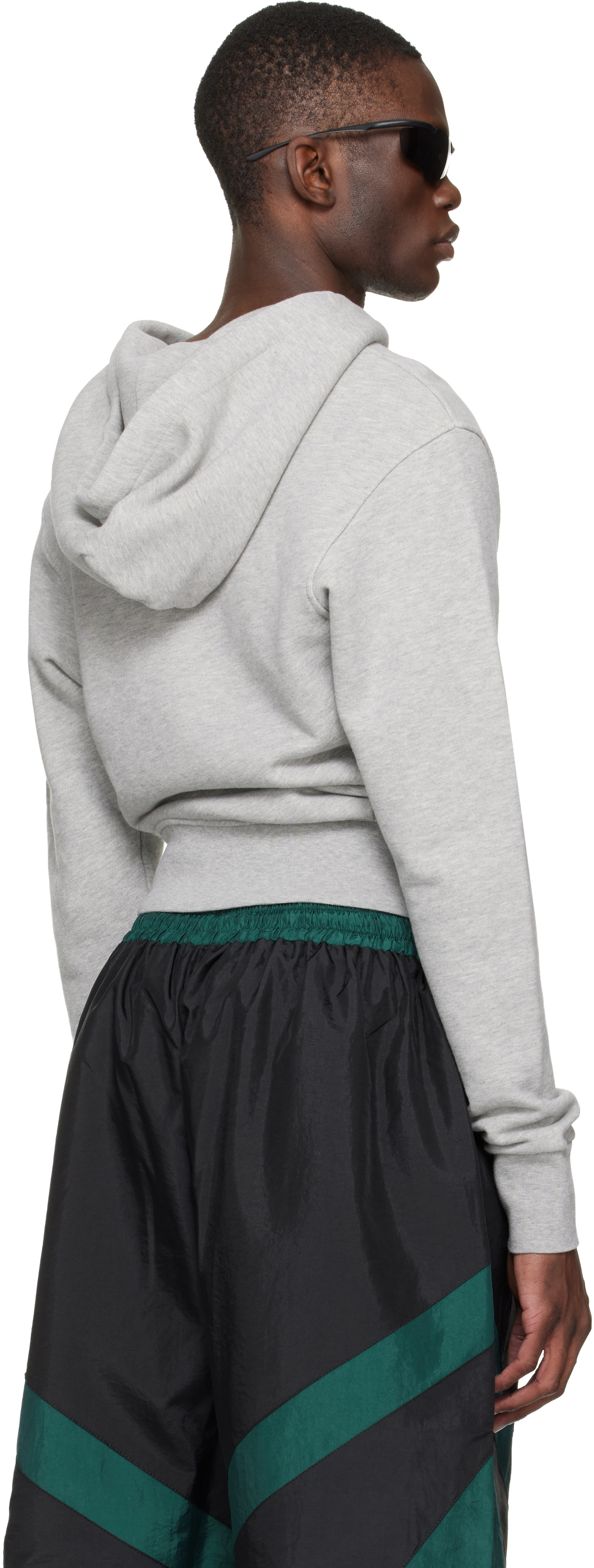 VAQUERA - Pull à capuche gris à glissière torsadée