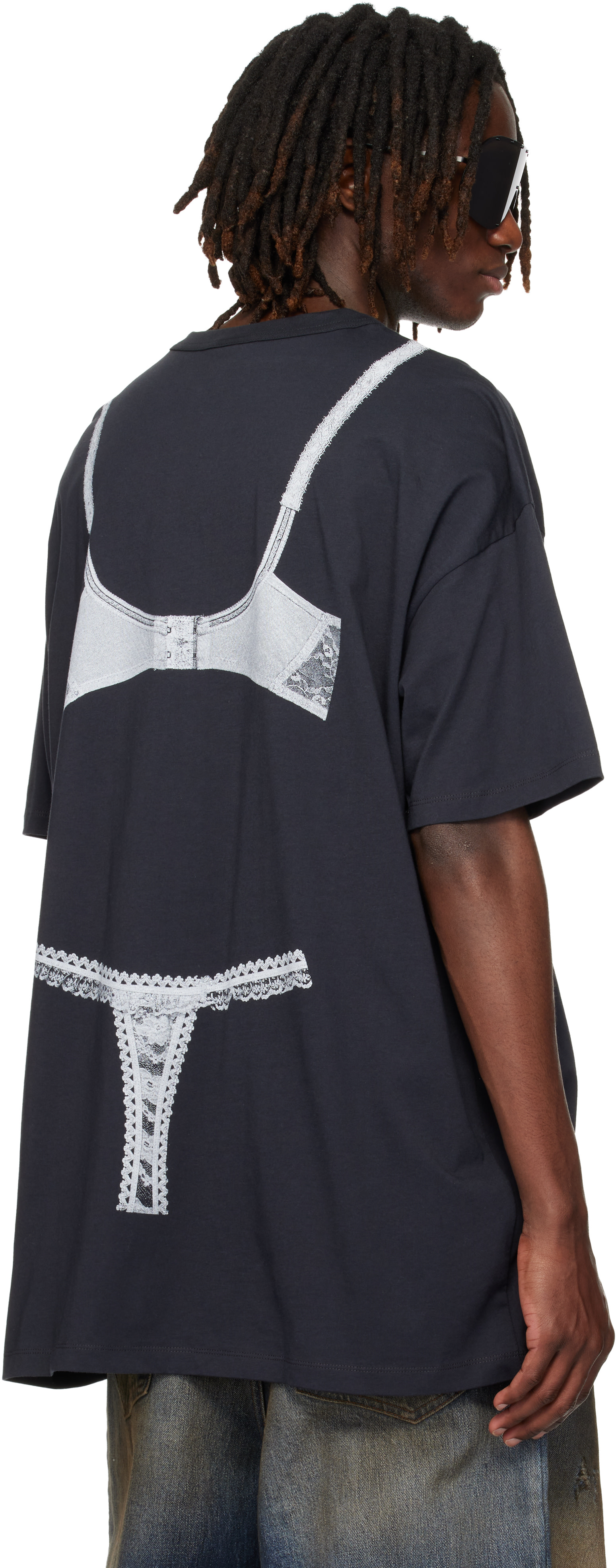 VAQUERA: Black Trompe l'Oeil Tall T-shirt | SSENSE United Kingdom