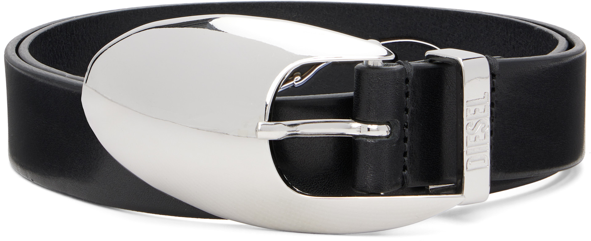 283 レザーベルト ブラック ハンドメイド KT-003 Diesel: ブラック 3cm Sculptural Buckle レザーベルト | SSENSE 日本