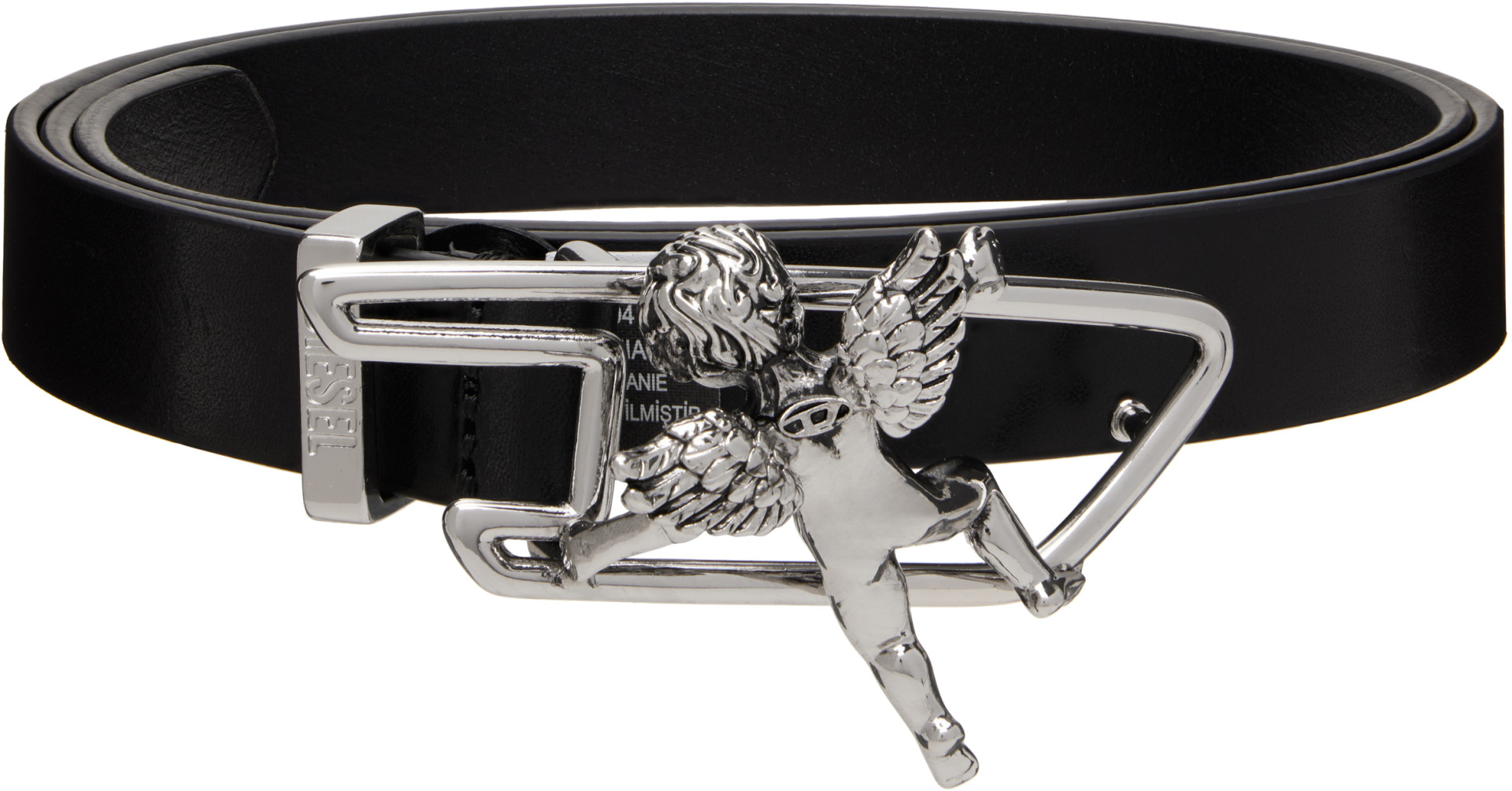 Diesel: ブラック Cherub D Outline Buckle レザーベルト | SSENSE 日本