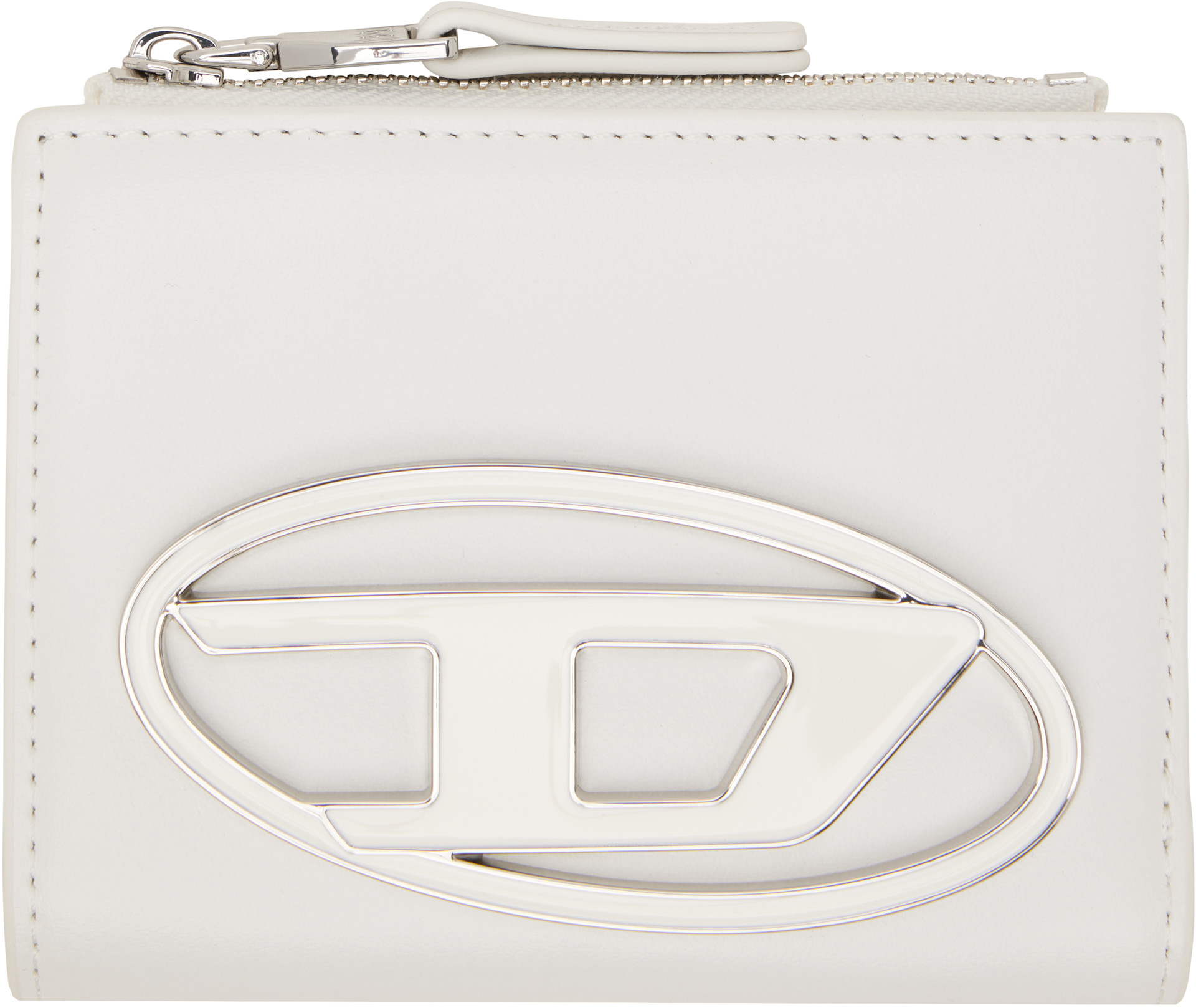 Diesel: ホワイト ロゴプレート スモール レザー 財布 | SSENSE 日本