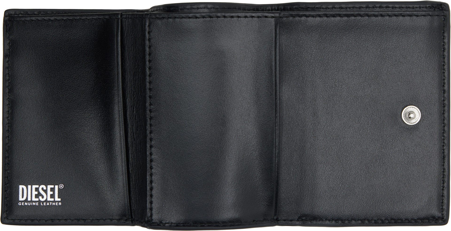 Diesel: Black 1DR Coin XS II Tri-Fold Wallet | SSENSE Canada