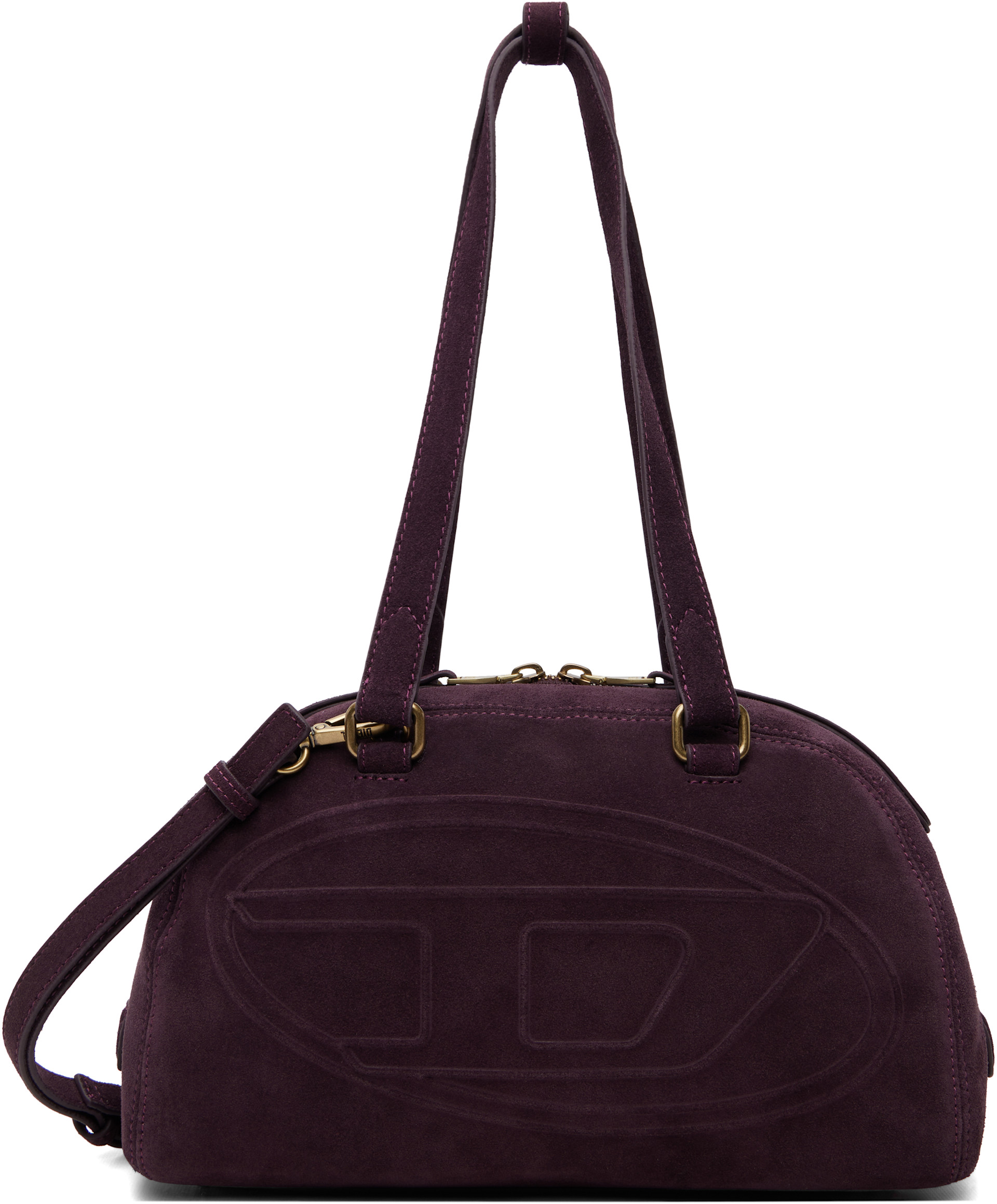 Diesel: パープル 1DR Dome Oval D Logo スエード ショルダーバッグ