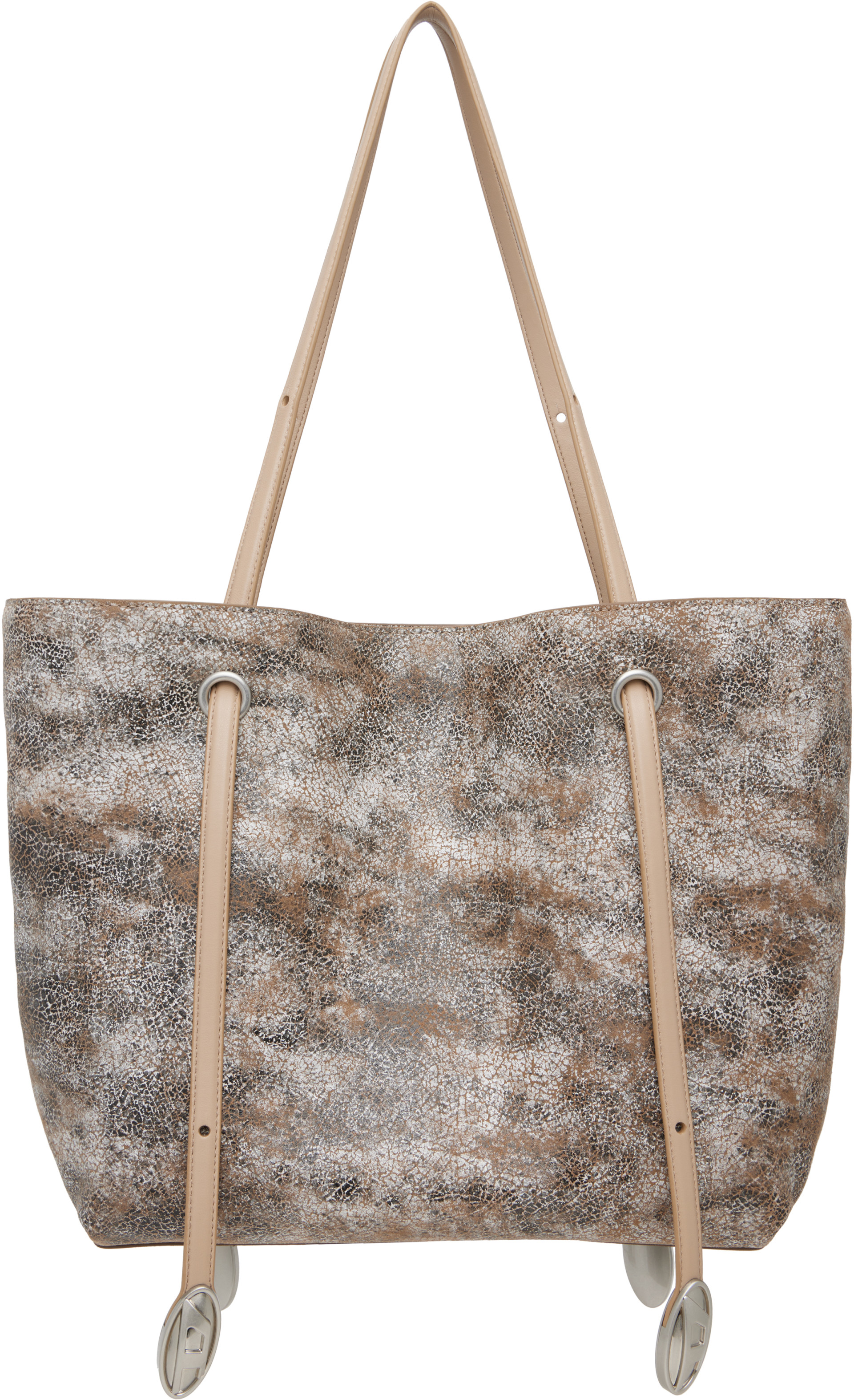 Diesel - Cabas beige et blanc en cuir
