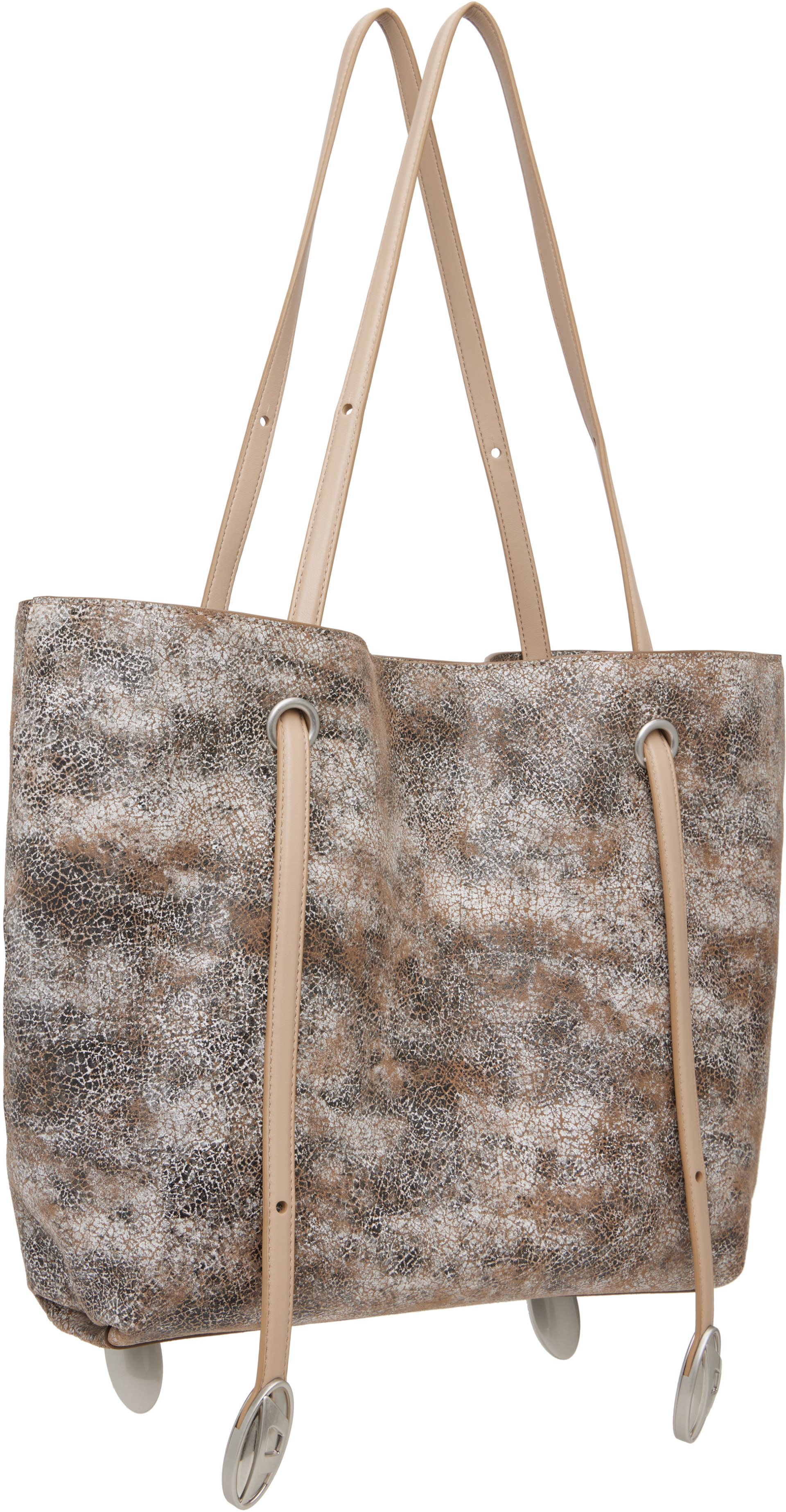 Diesel - Cabas beige et blanc en cuir