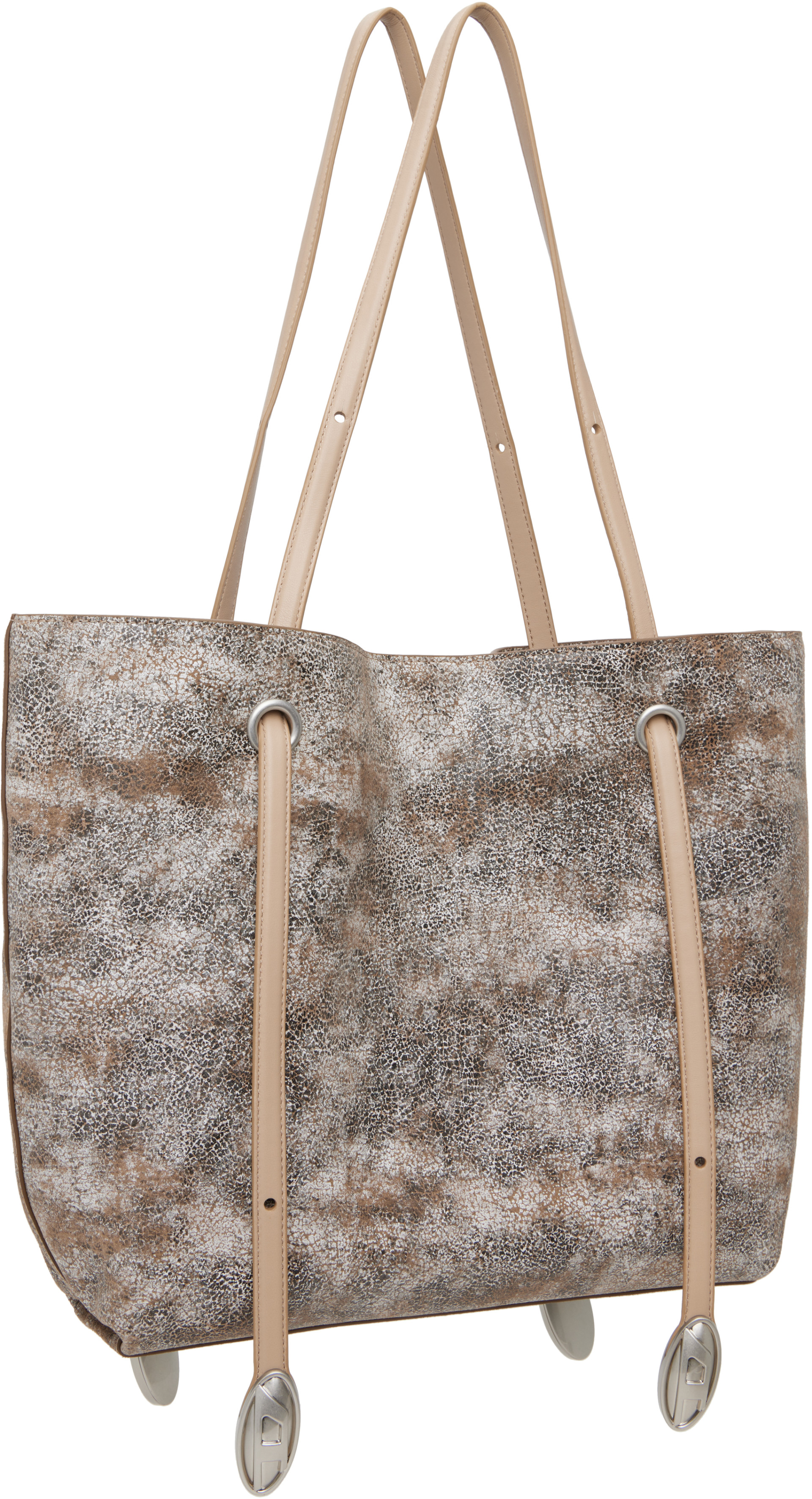 Diesel - Cabas beige et blanc en cuir