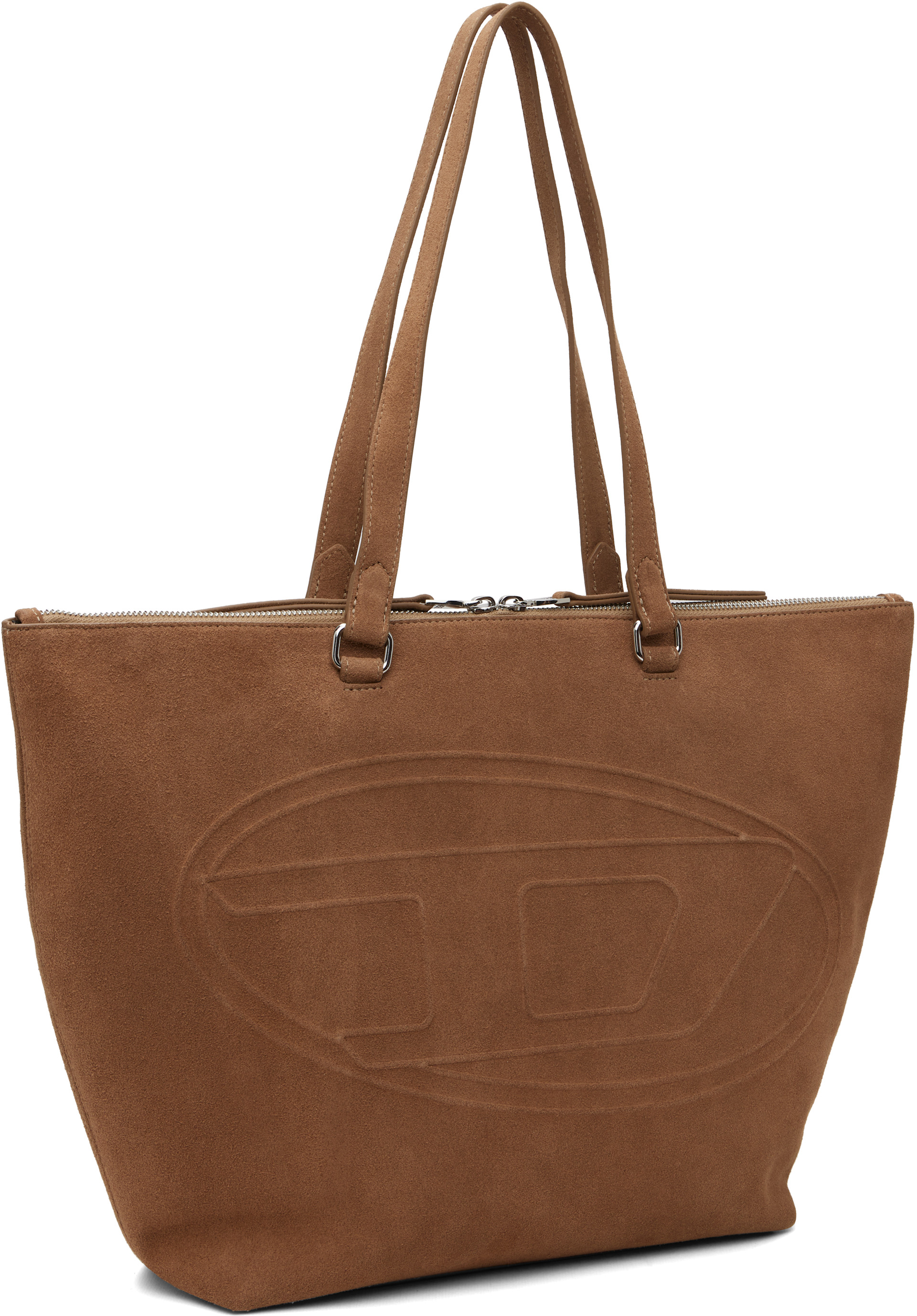 Diesel: ベージュ 1DR Dome Oval D Logo スエード トートバッグ 