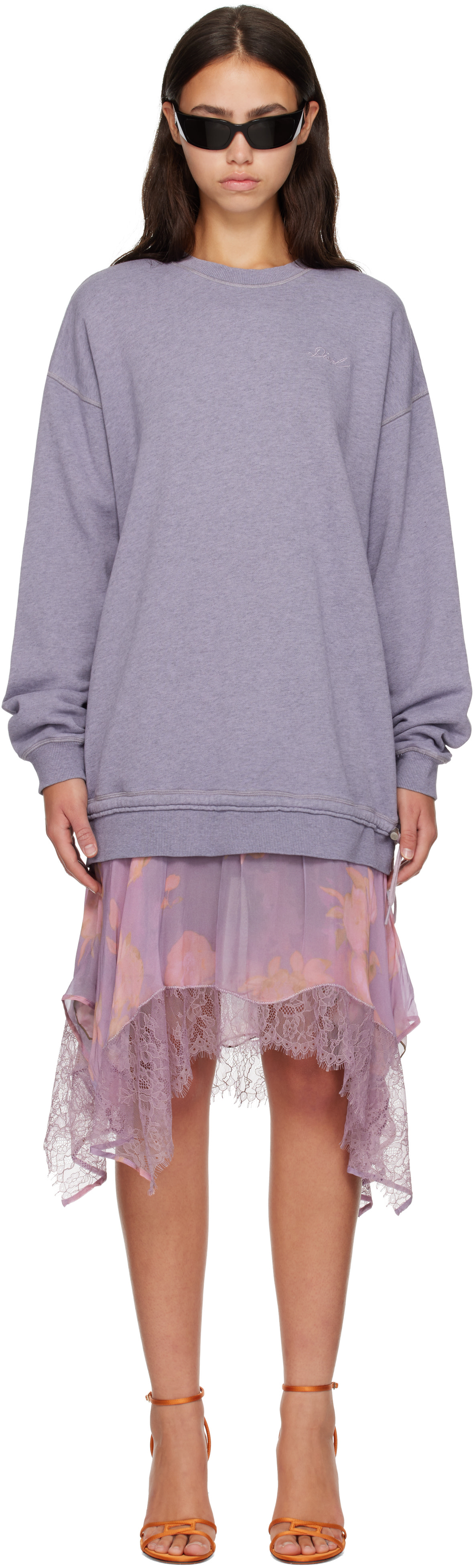 Diesel - Robe courte de style pull molletonné mauve