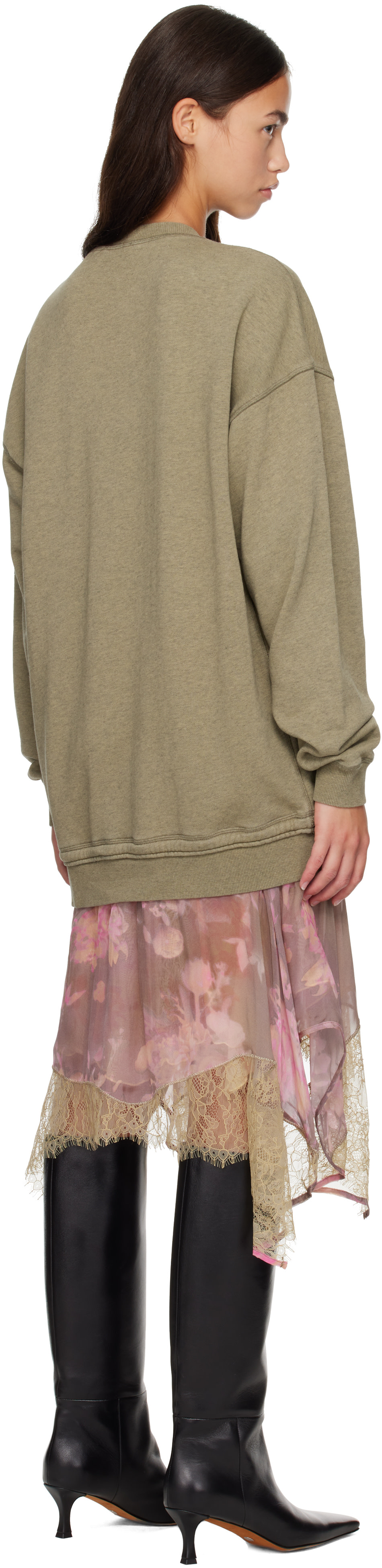 Diesel - Robe courte de style pull molletonné kaki et rose