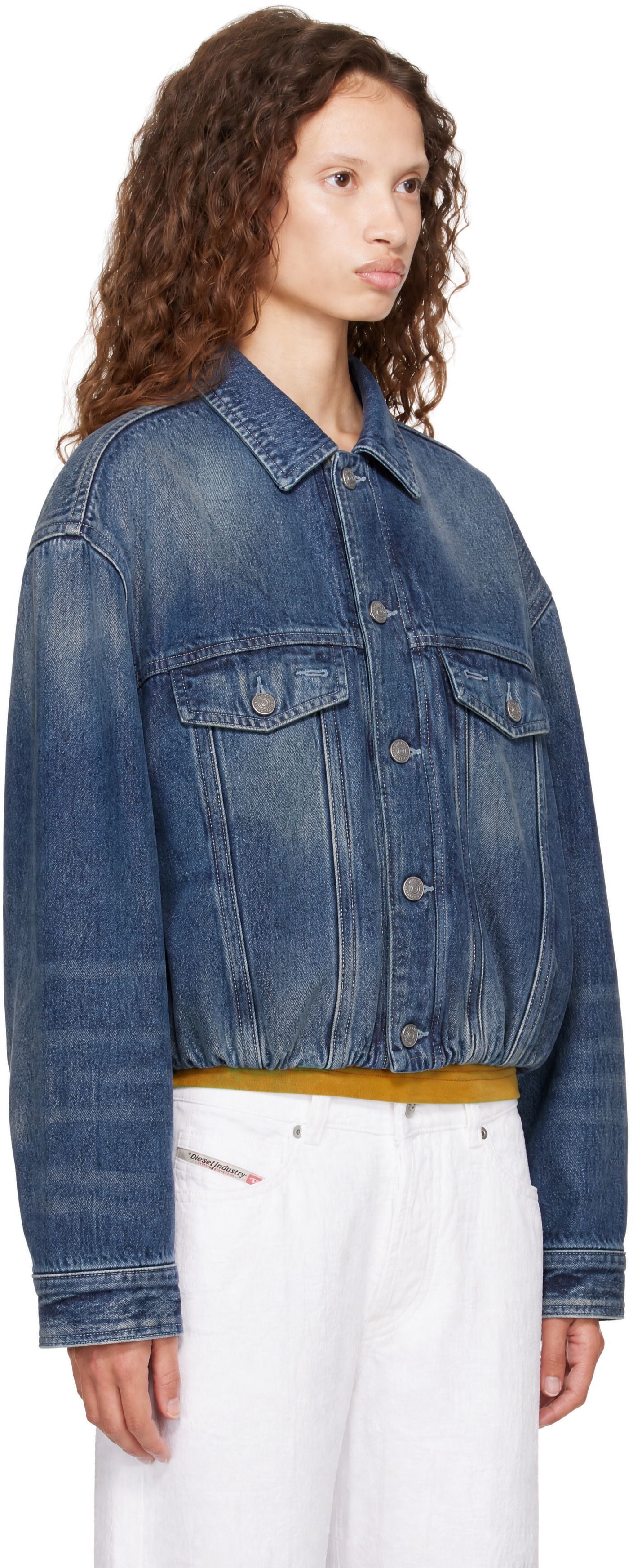 Diesel - Blue Elasticated Denim Trucker Jacket