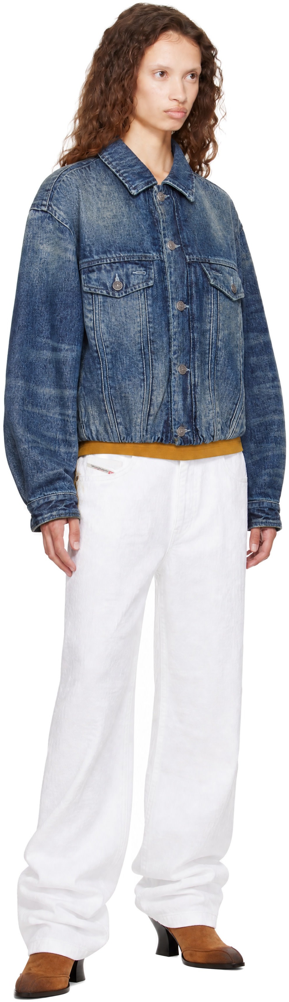 Diesel - Blue Elasticated Denim Trucker Jacket