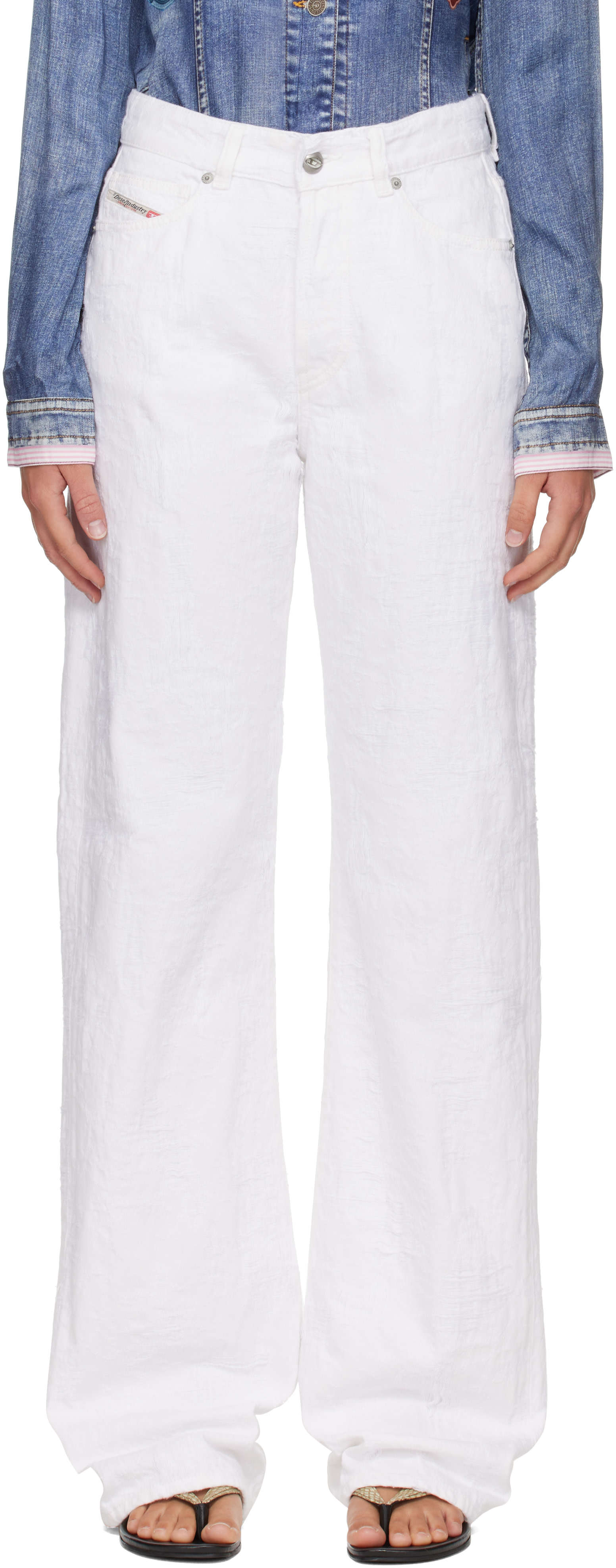Diesel: White Regular High Waist 1971 D-Sent Jeans | SSENSE