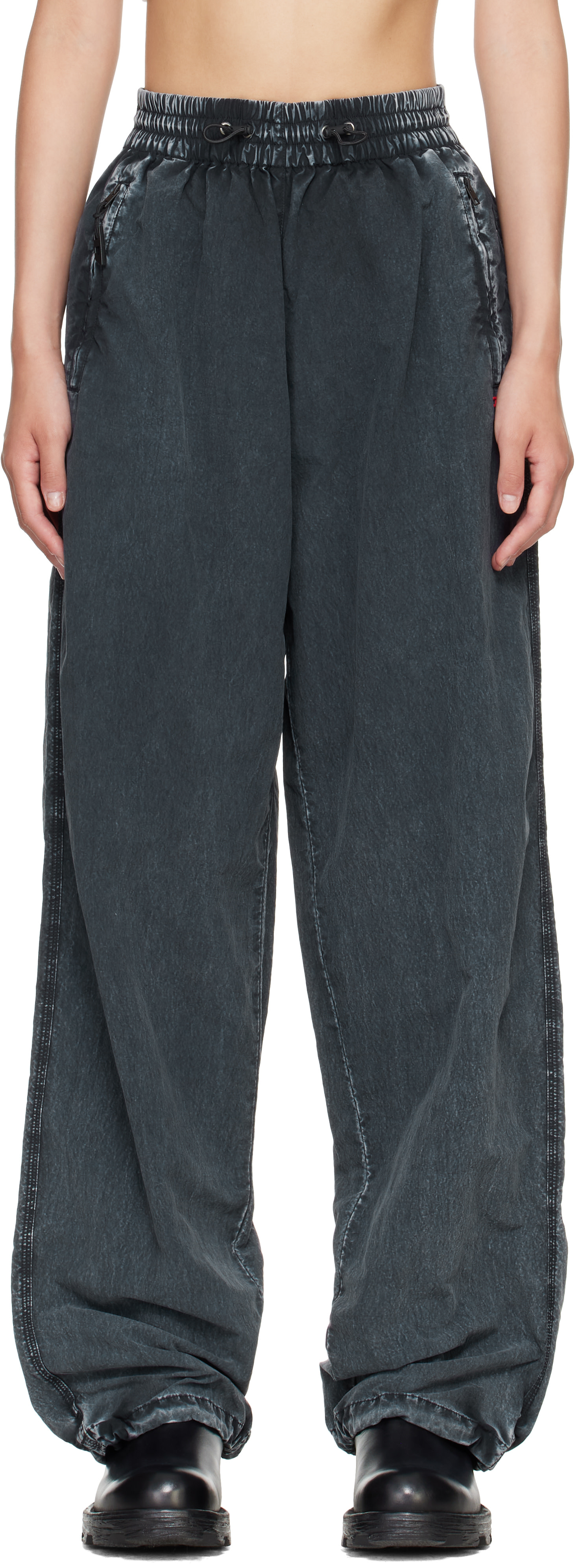 Diesel: Navy Acid-Wash Track Pants | SSENSE Taiwan