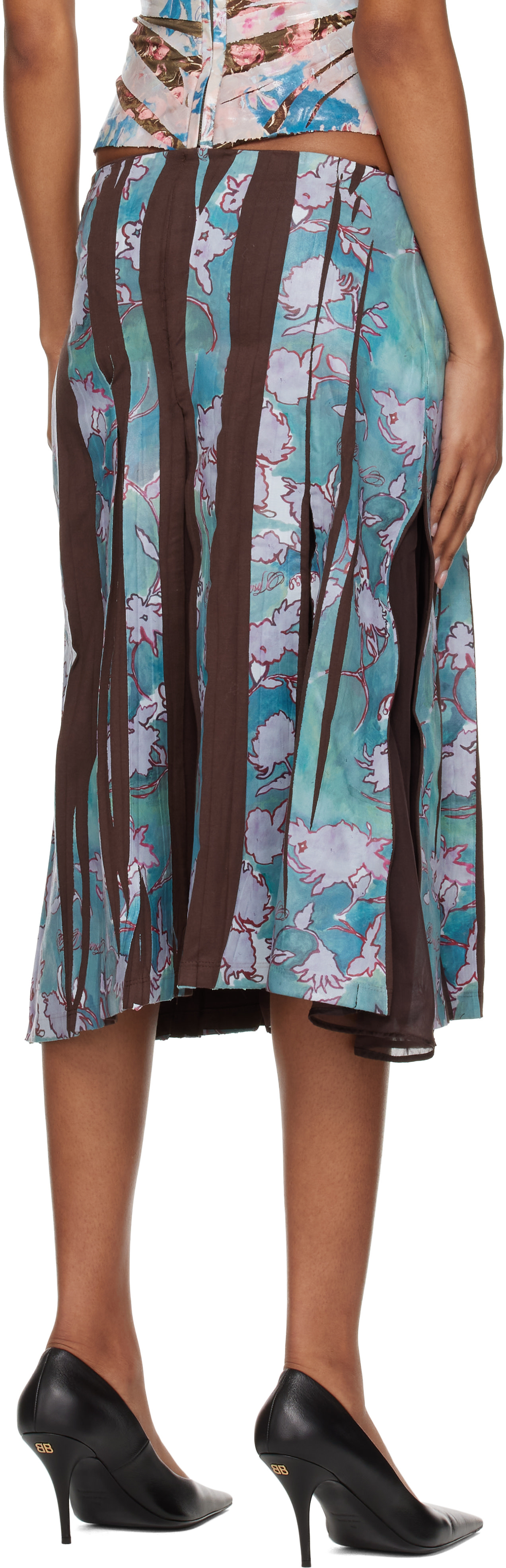 Diesel - Jupe midi O-Lima bleu et brun