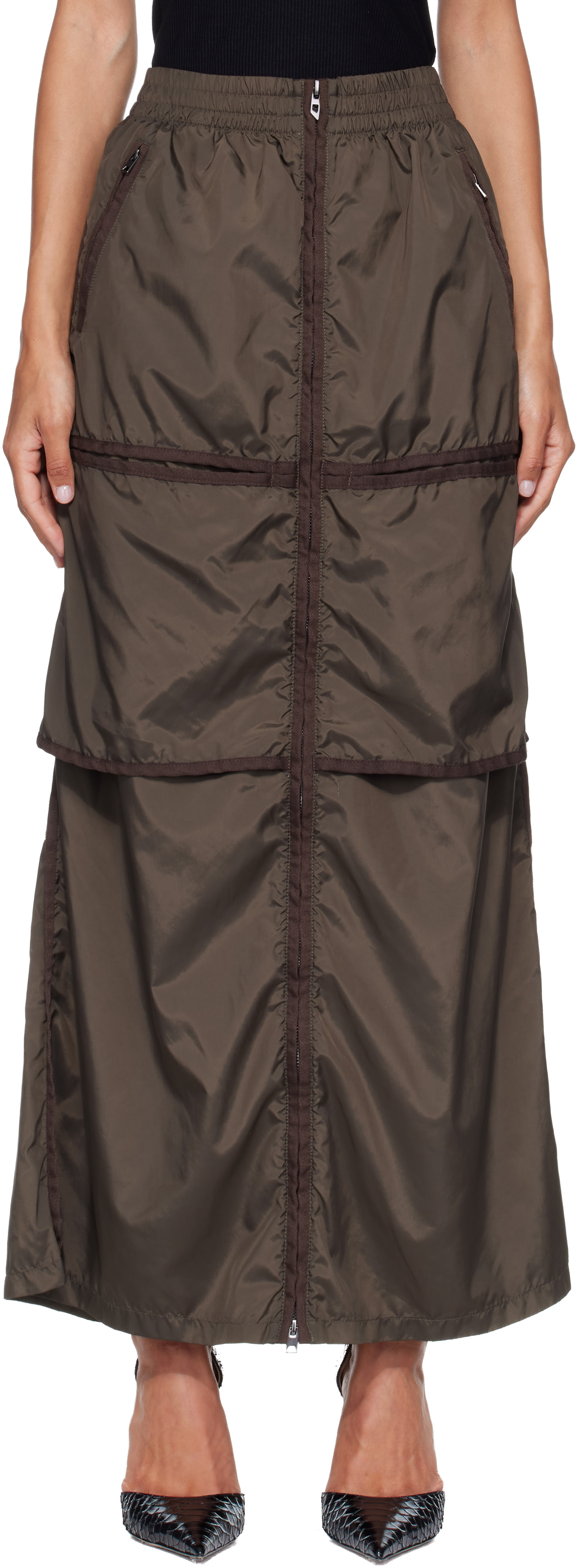 Diesel - Jupe longue coupe-vent kaki