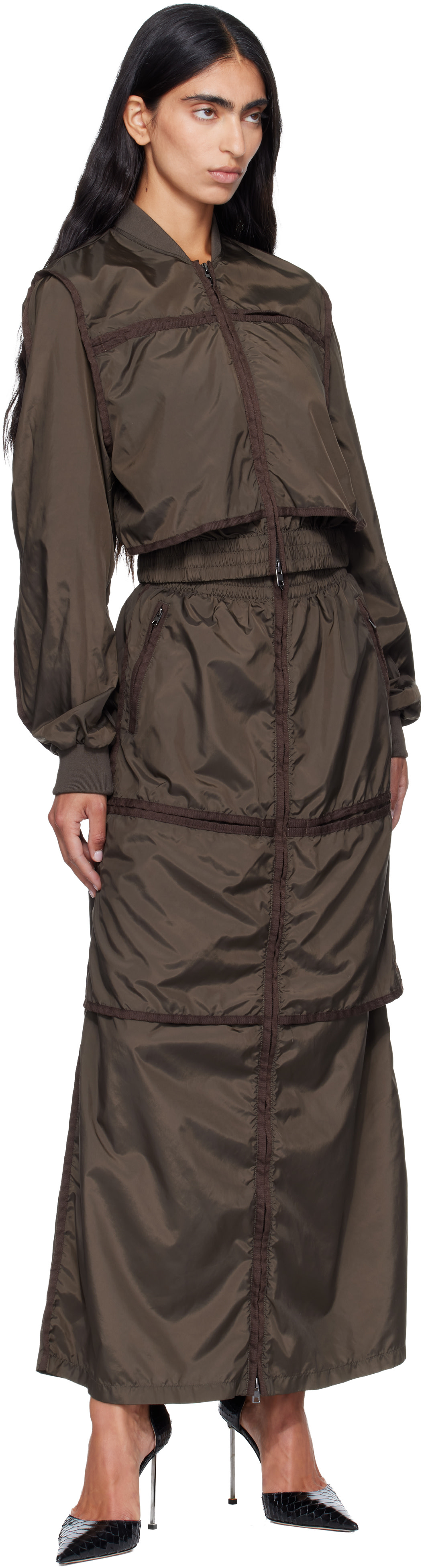 Diesel - Jupe longue coupe-vent kaki