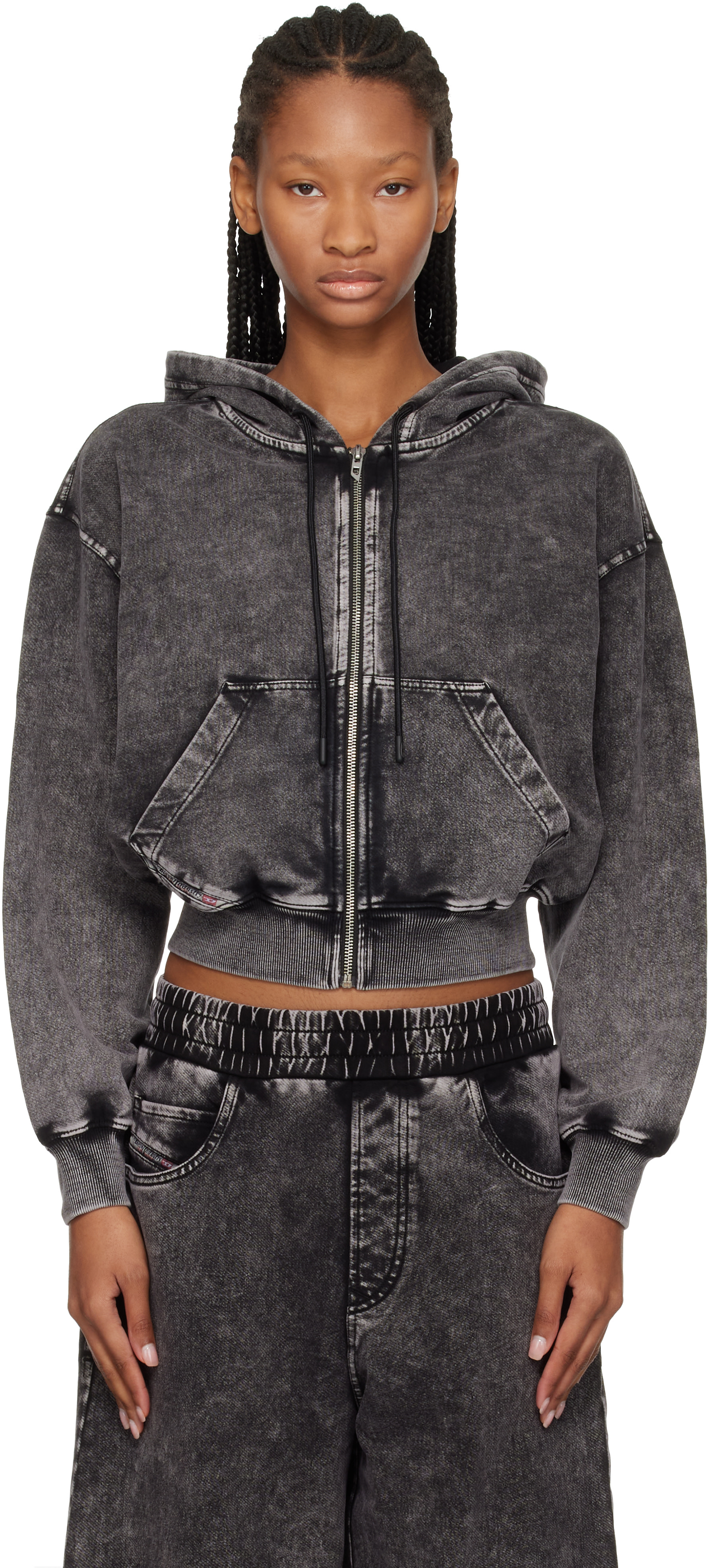 Diesel - Pull à capuche F-Elycy-Aa2 gris
