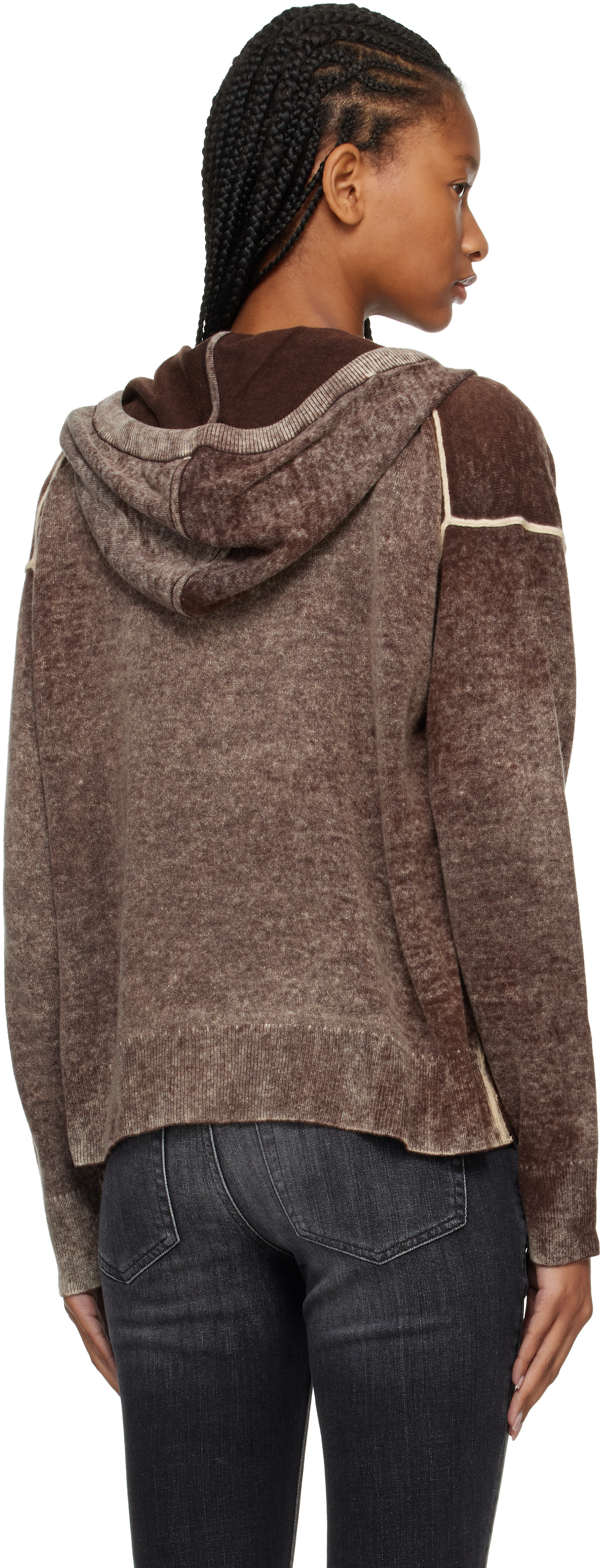 Diesel - Pull à capuche brun en laine
