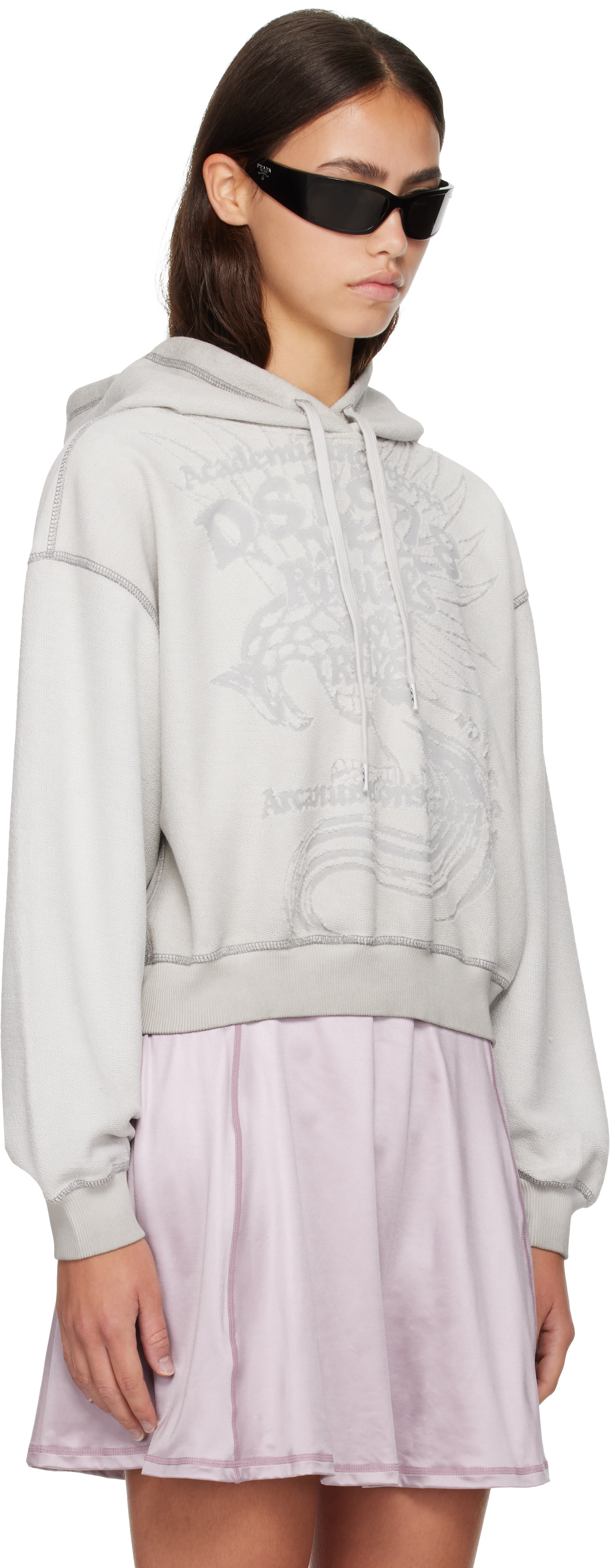 Diesel - Pull à capuche gris à image à logo en dévoré