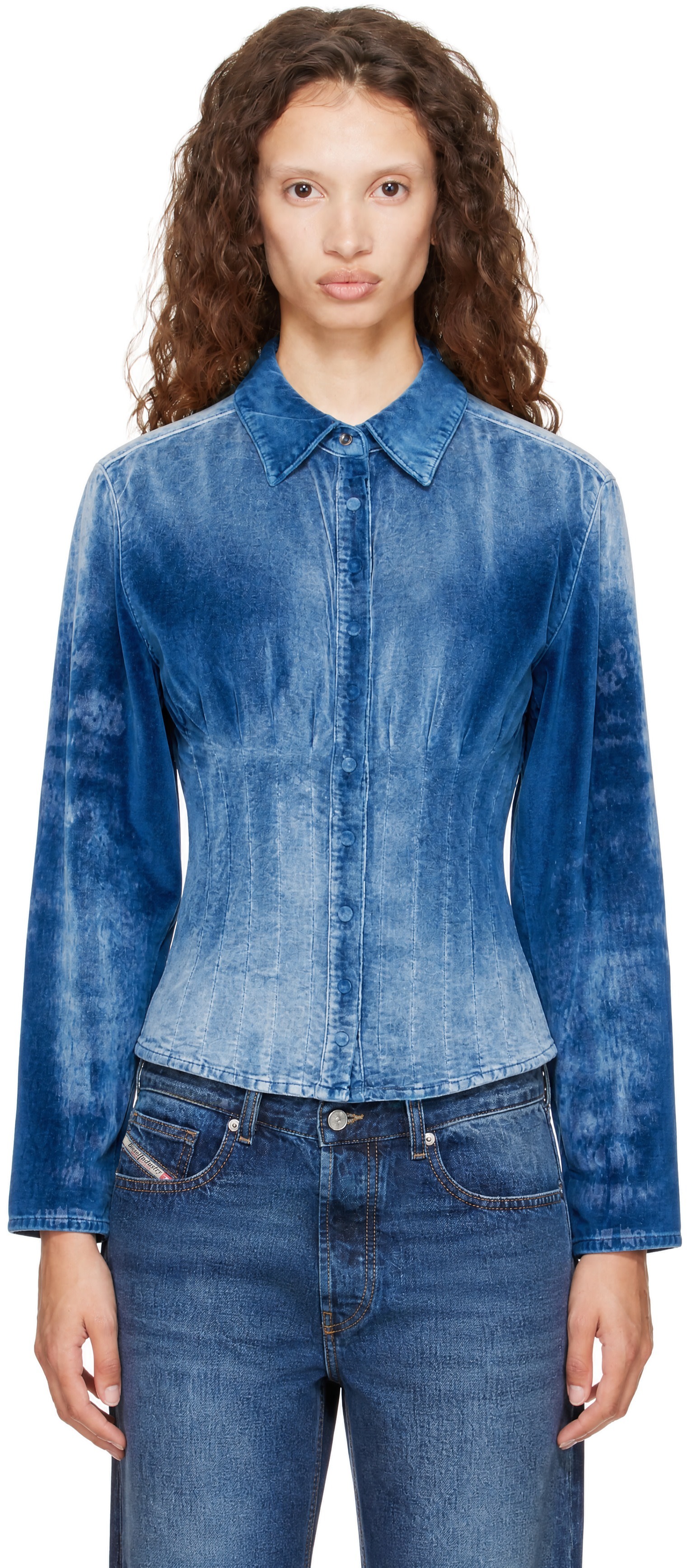 Diesel - Chemise bleue en velours
