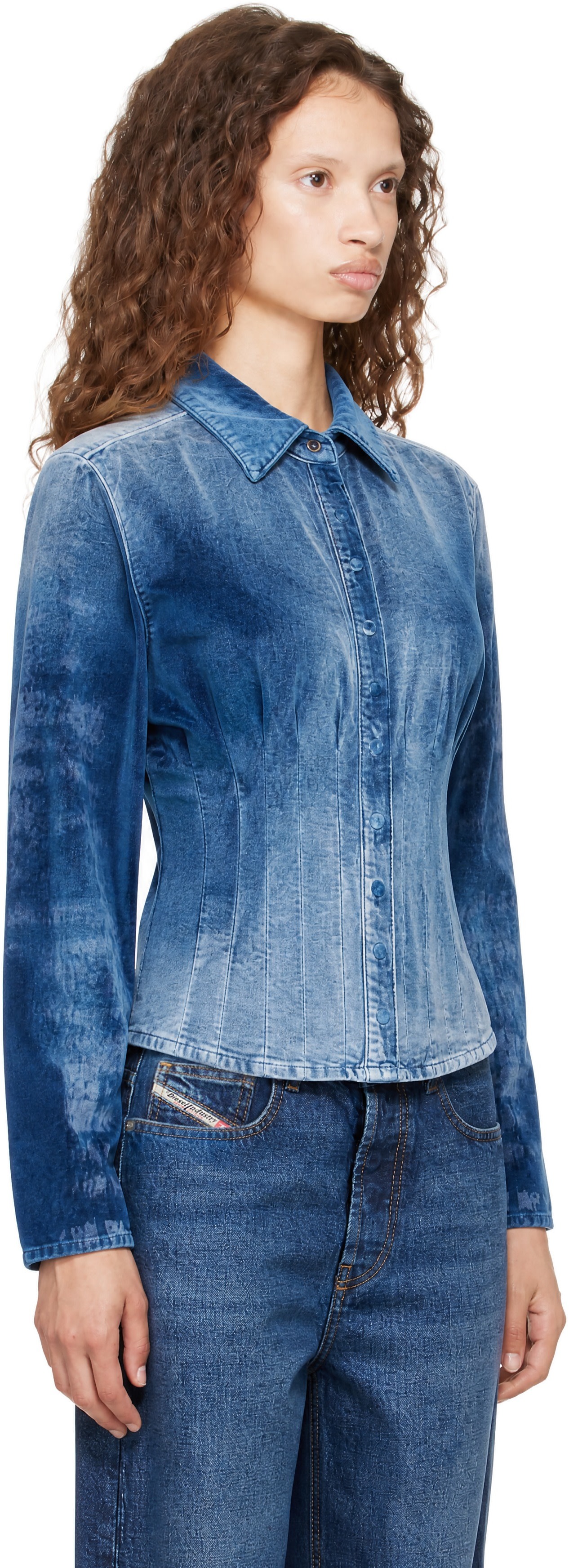 Diesel - Chemise bleue en velours