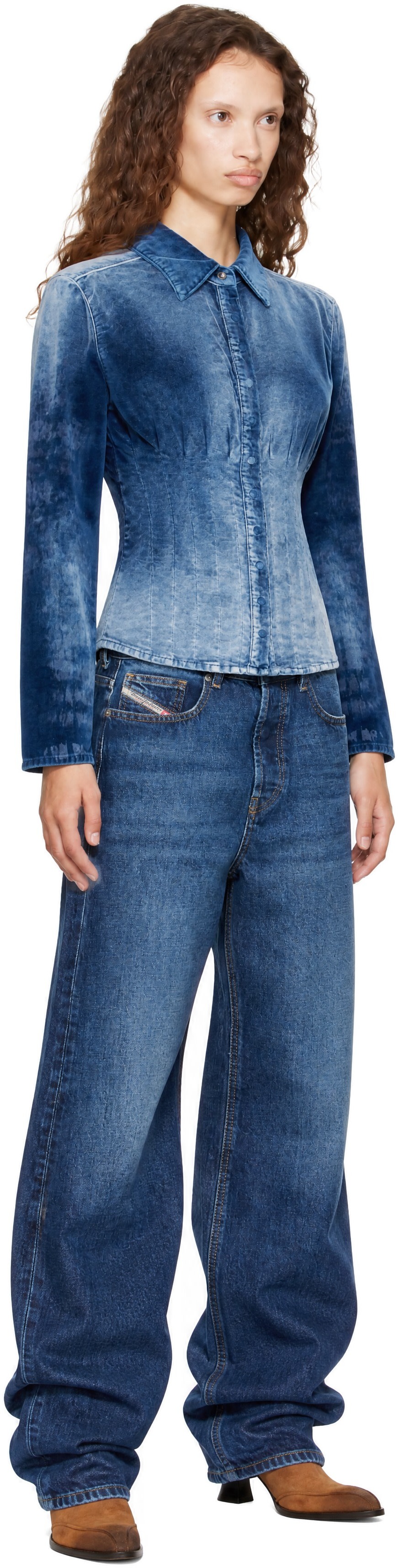 Diesel - Chemise bleue en velours