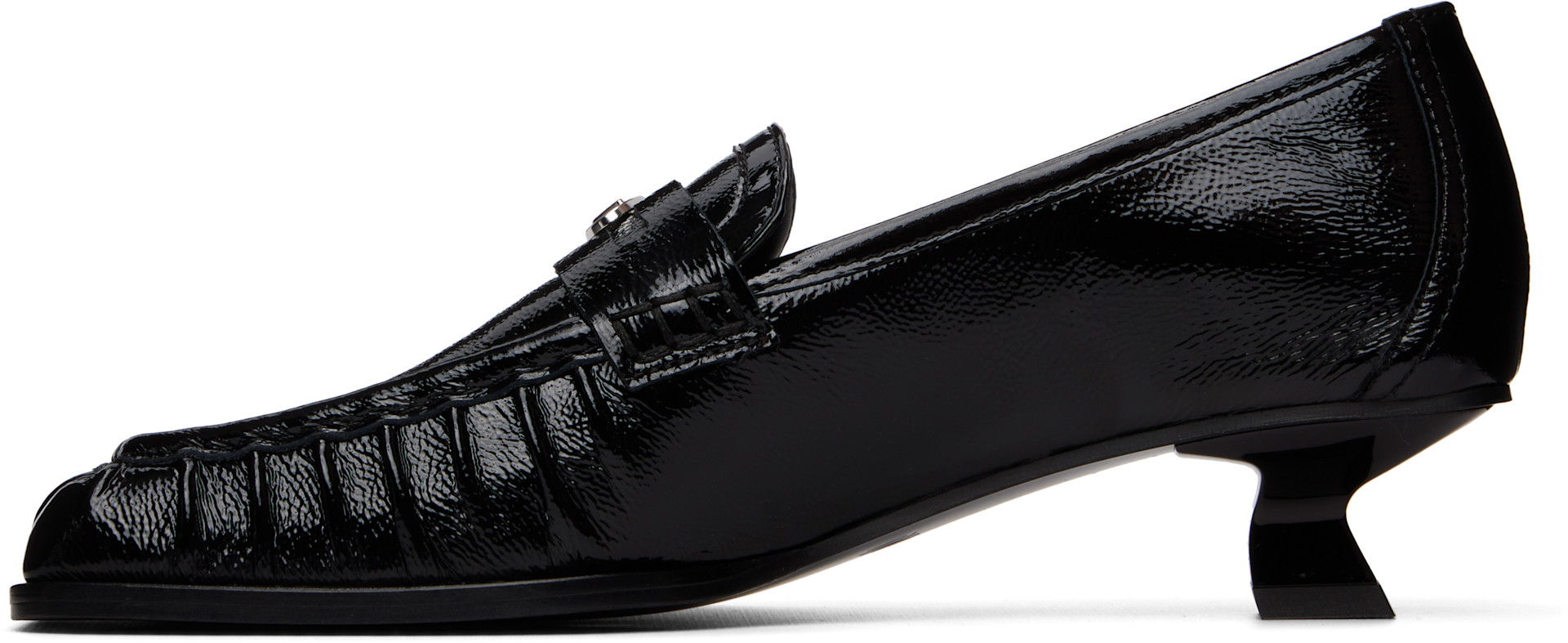 【DIESEL】ローファー パンプス ブラック 38.0 Diesel: Black D-Amber-Penny Naplak Leather Loafer Heels | SSENSE