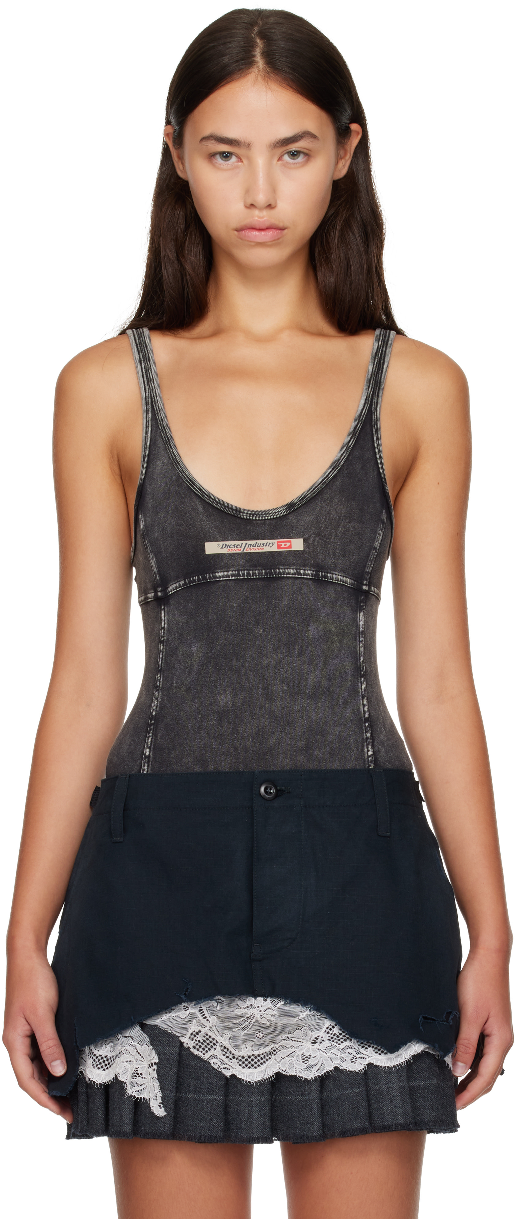 Diesel - Justaucorps noir à effet délavé