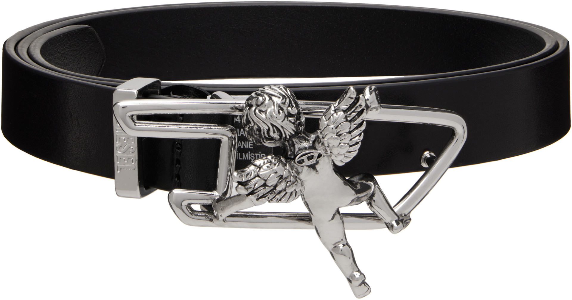 Diesel: ブラック Cherub D Outline Buckle レザーベルト | SSENSE 日本