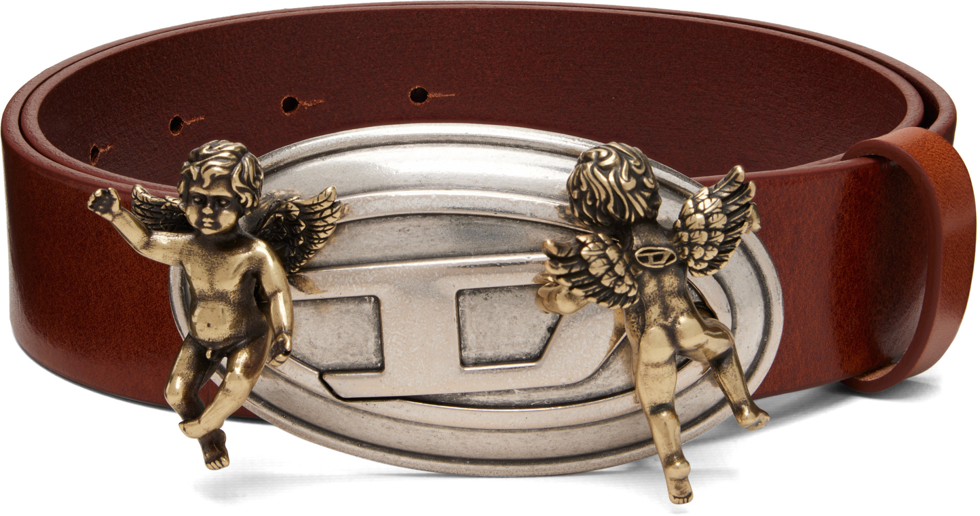 Diesel: ブラウン Cherub Oval D Buckle レザーベルト | SSENSE 日本