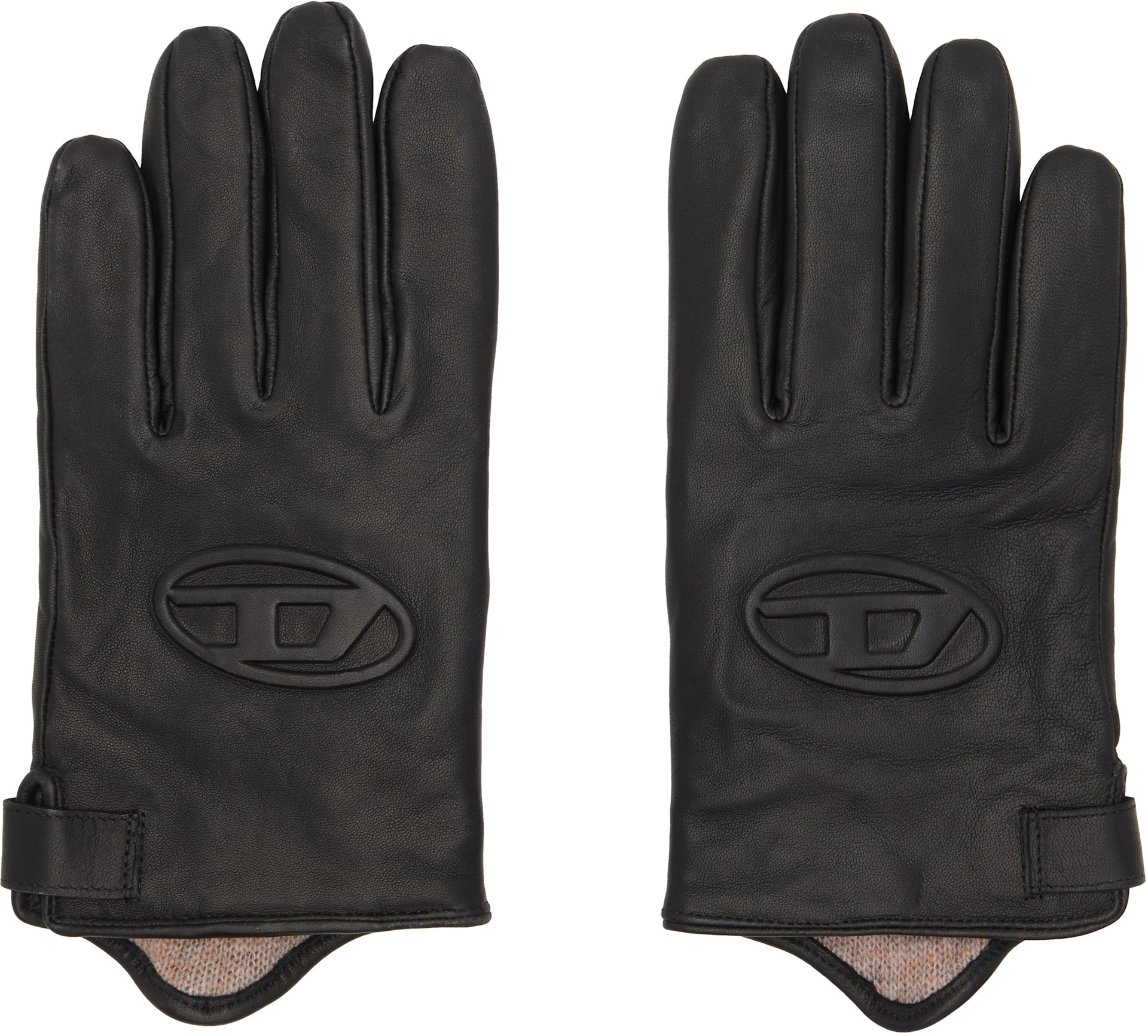 Diesel - ブラック 3D Oval D Logo レザーグローブ