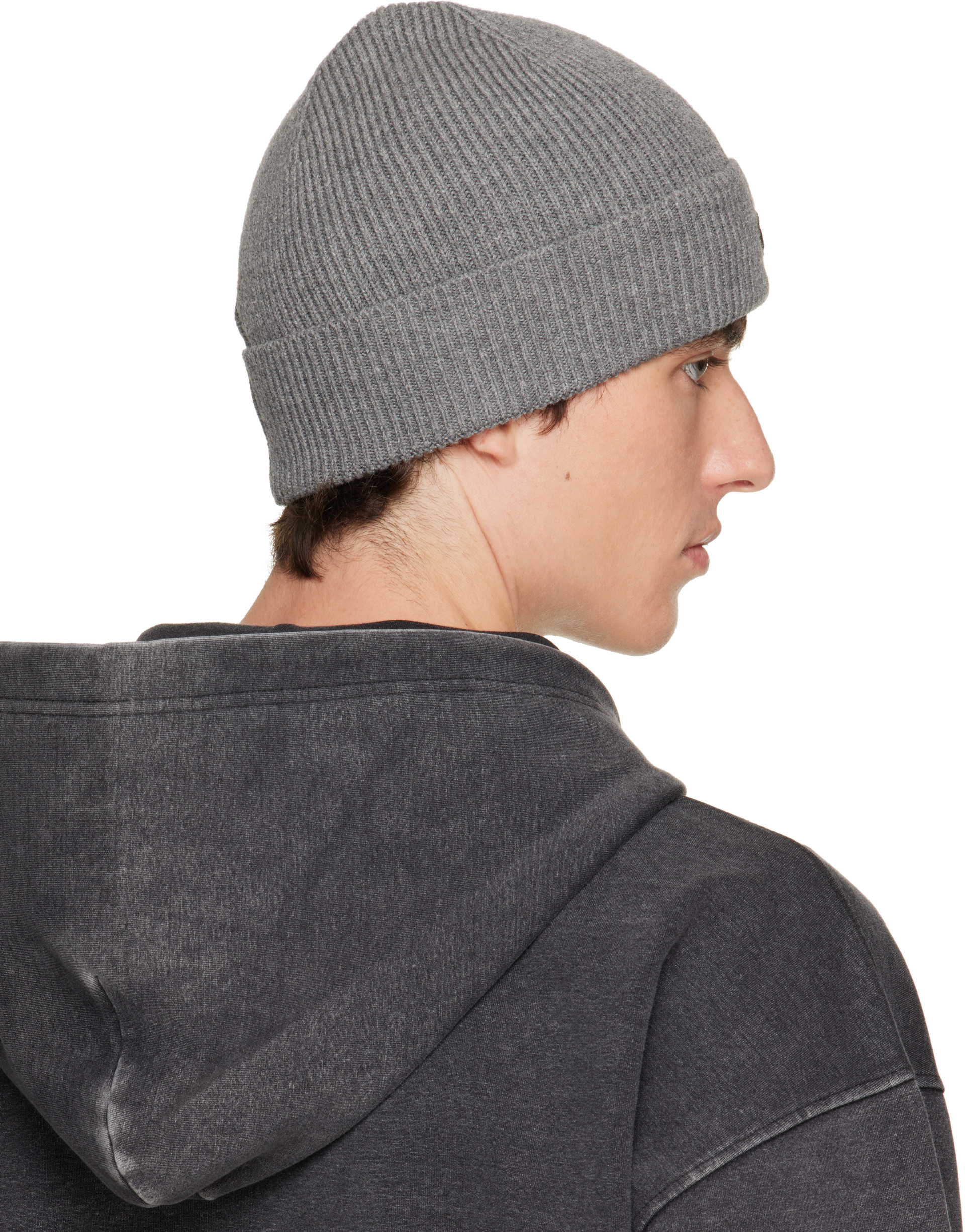 Diesel - Gray Ribbed D Embroidery Beanie