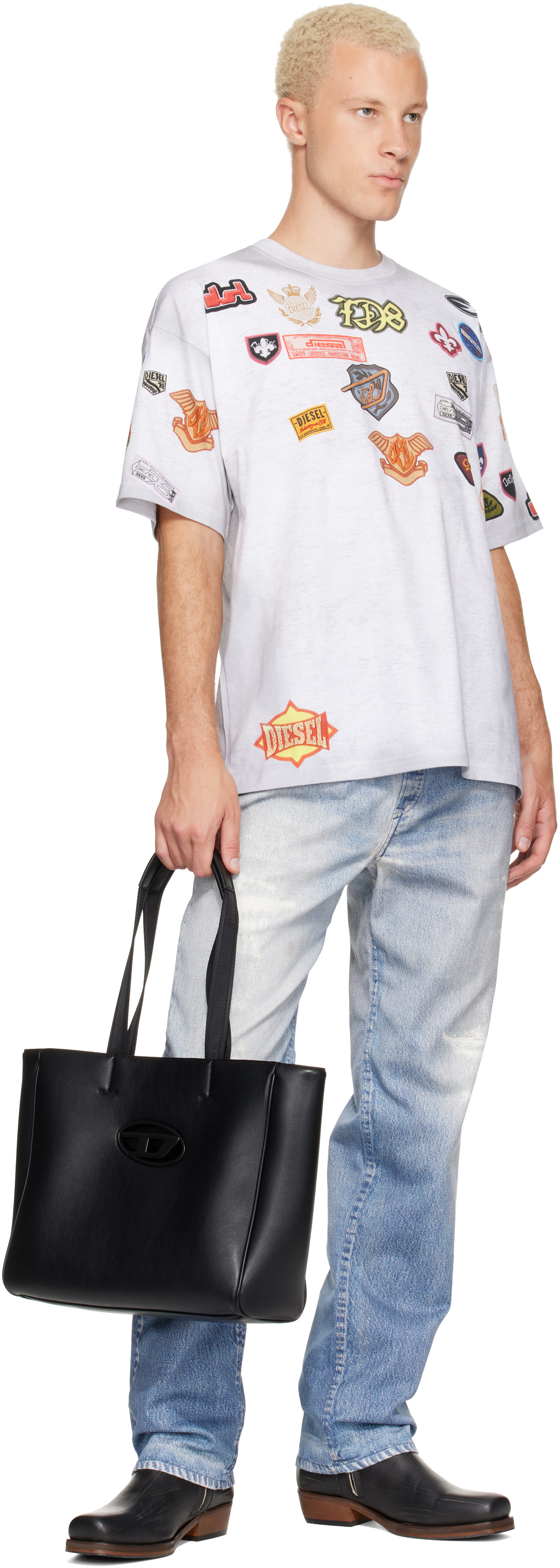 Diesel: ブラック Holi-D-Square Bonded Neoprene Shopper トート