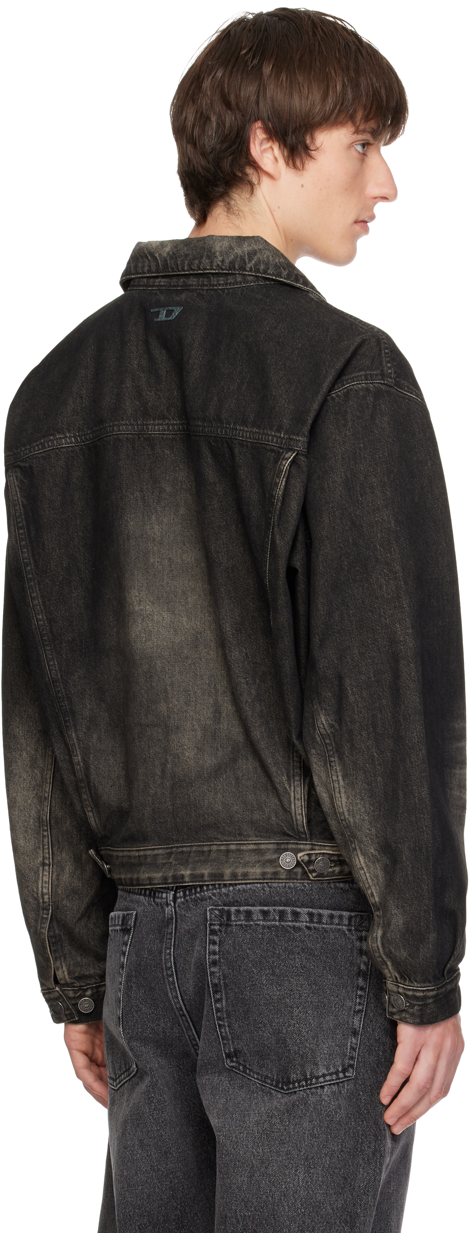 Diesel - Black Dirty-Effect Denim Trucker Jacket