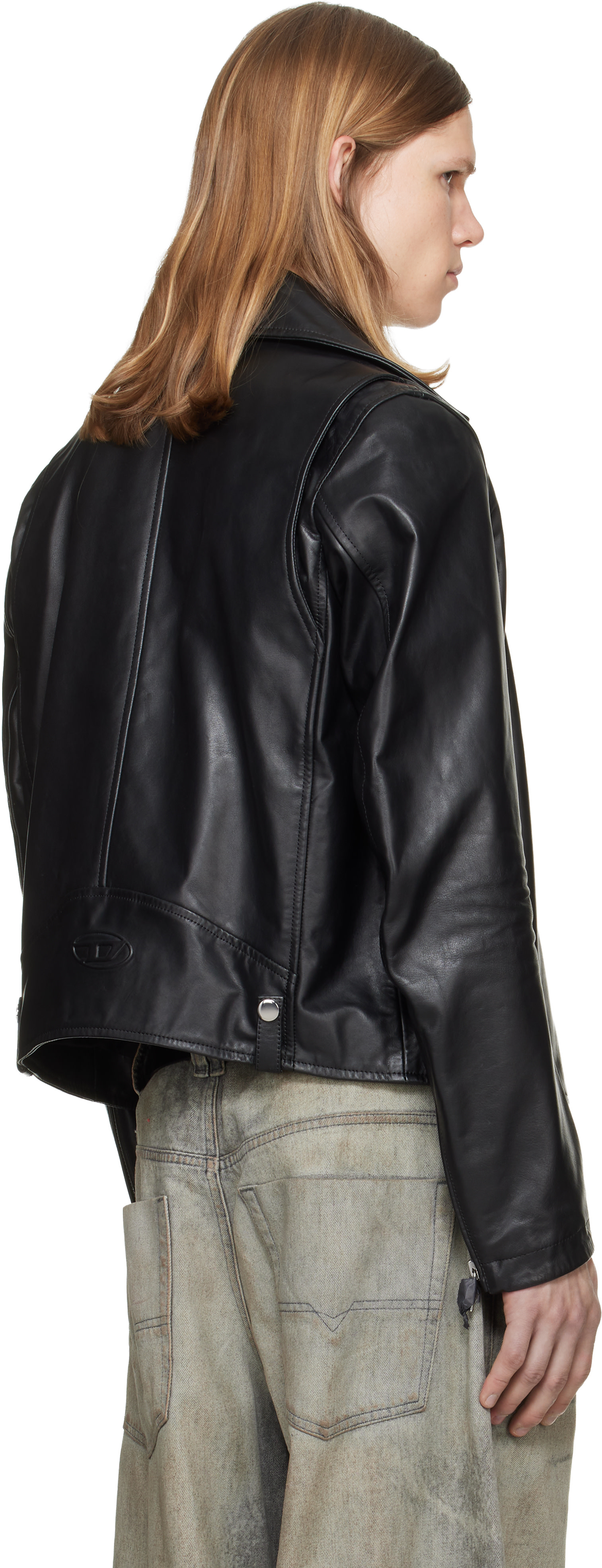 Diesel - Blouson Eo-Wrd noir en cuir