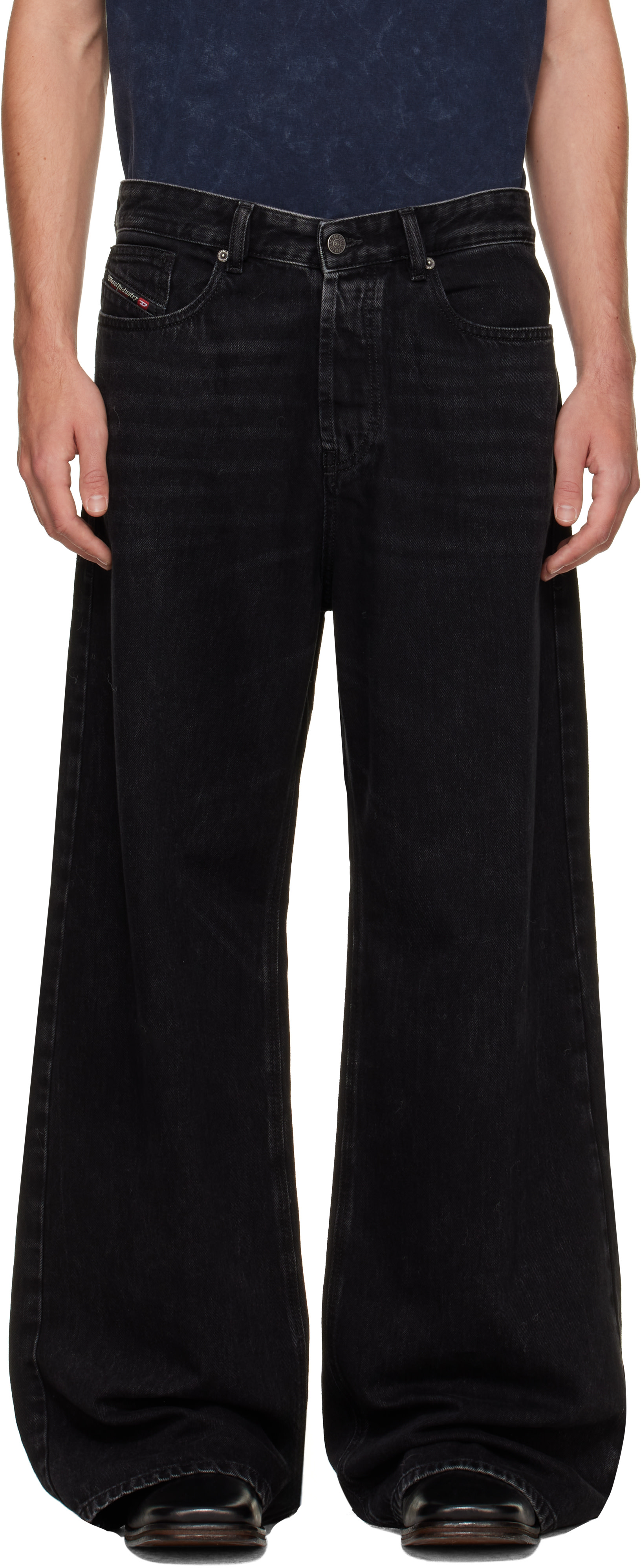 Diesel - Jean décontracté noir à taille basse
