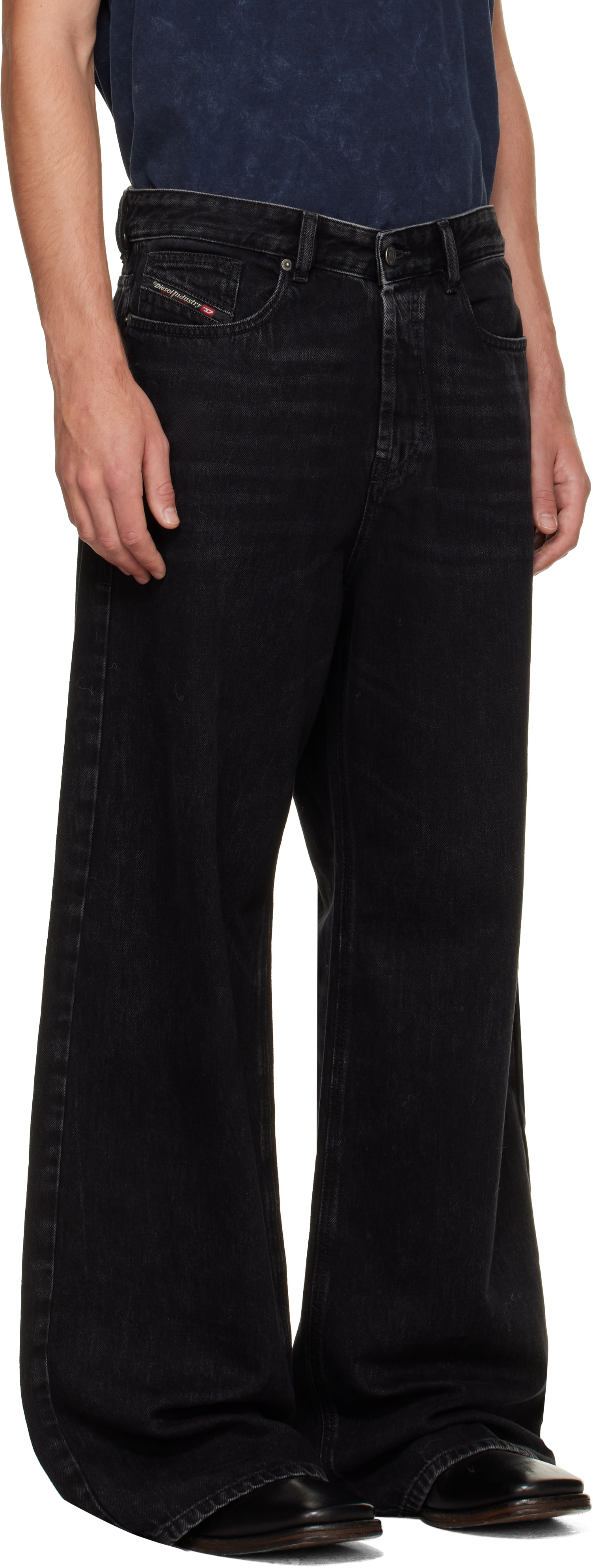 Diesel - Jean décontracté noir à taille basse