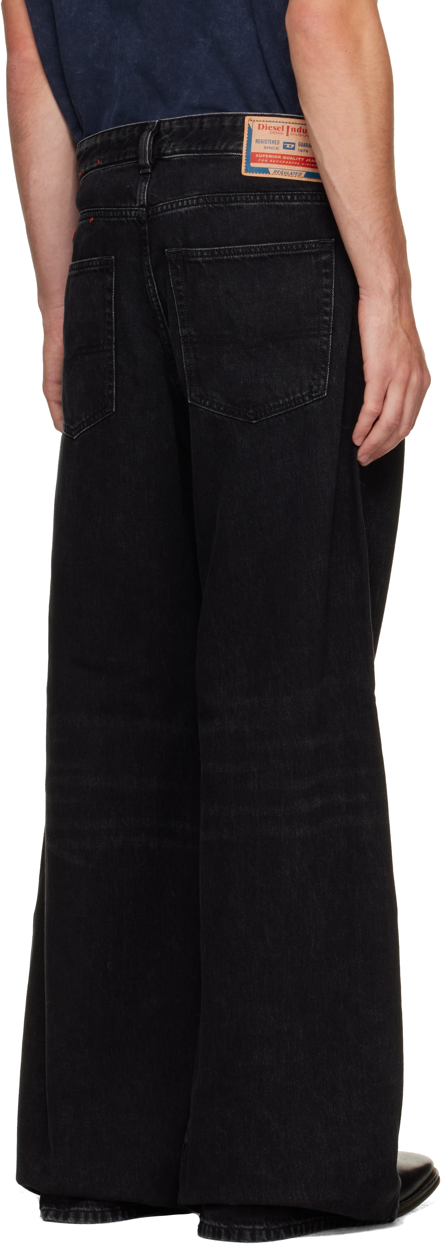 Diesel - Jean décontracté noir à taille basse