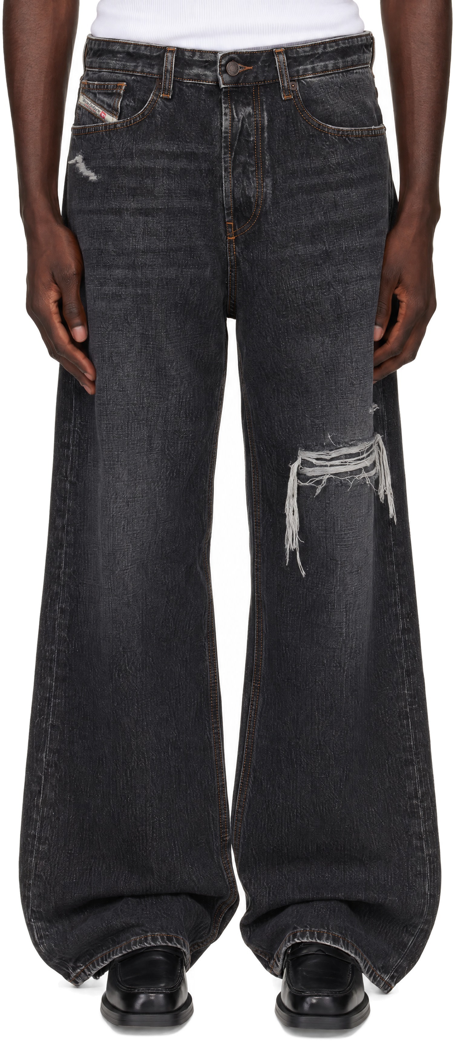 Diesel: Black Relaxed Low Waist D-Rise Jeans | SSENSE