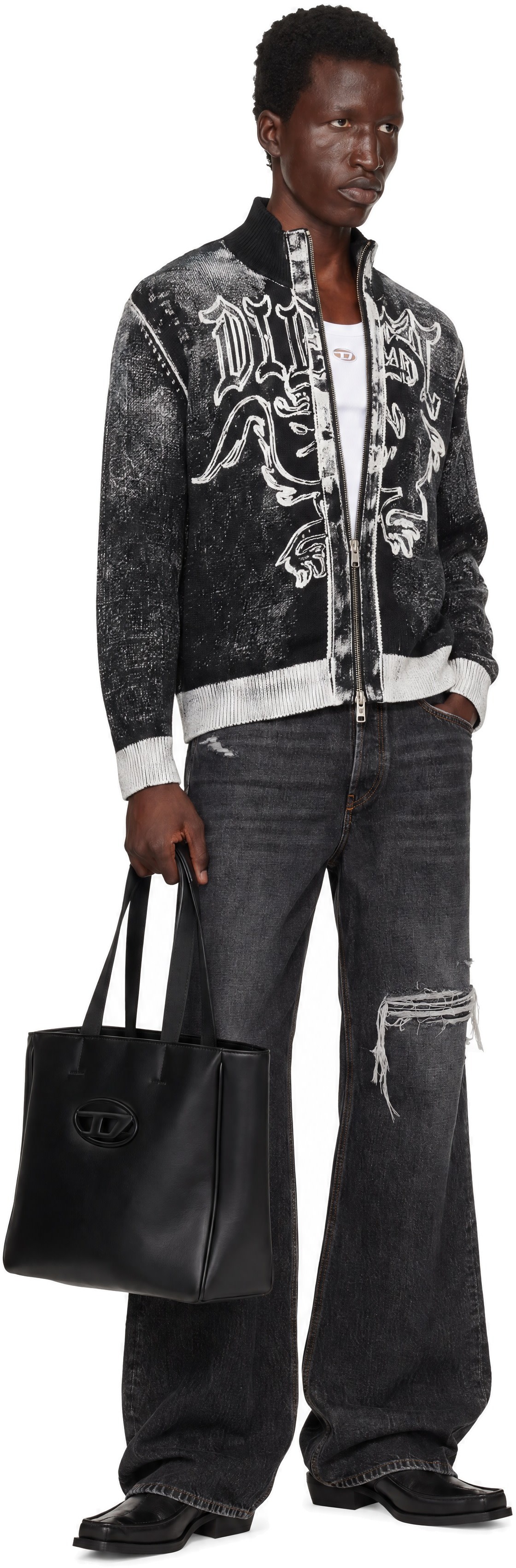 Diesel - Jean décontracté noir à taille basse