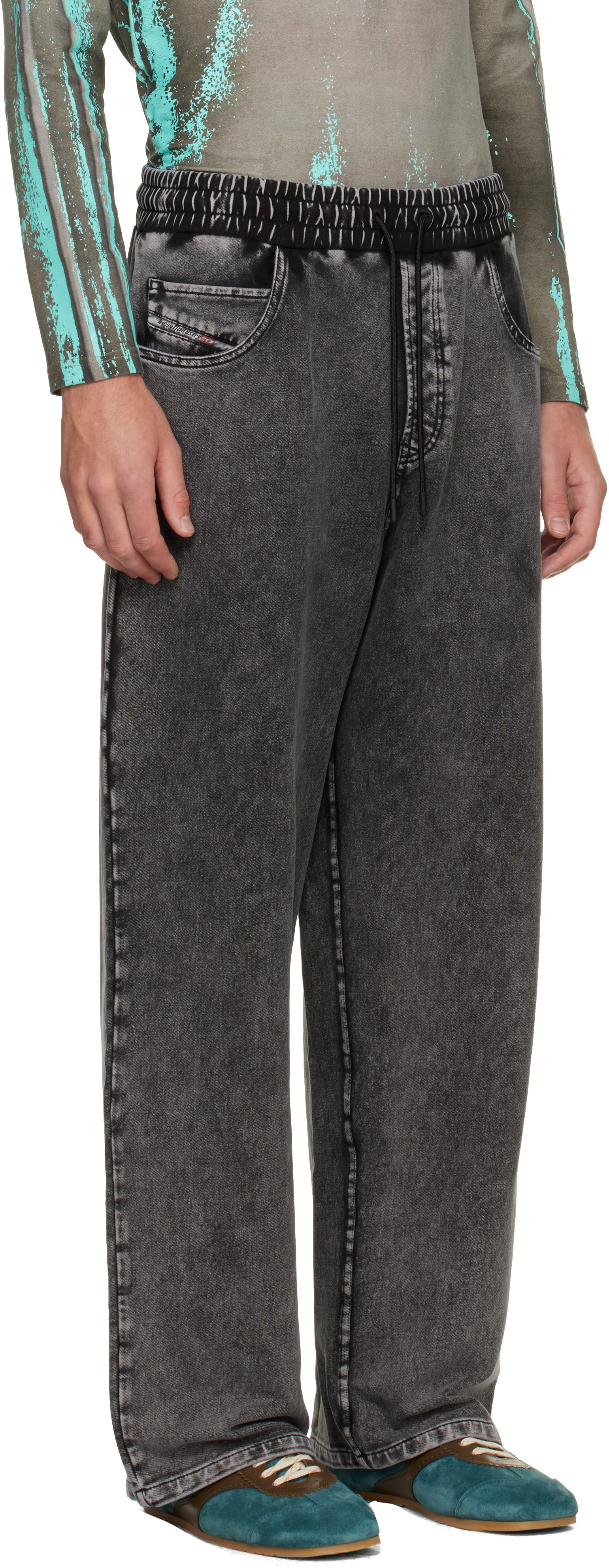 Diesel - Gray Denim-Effect Sweatpants
