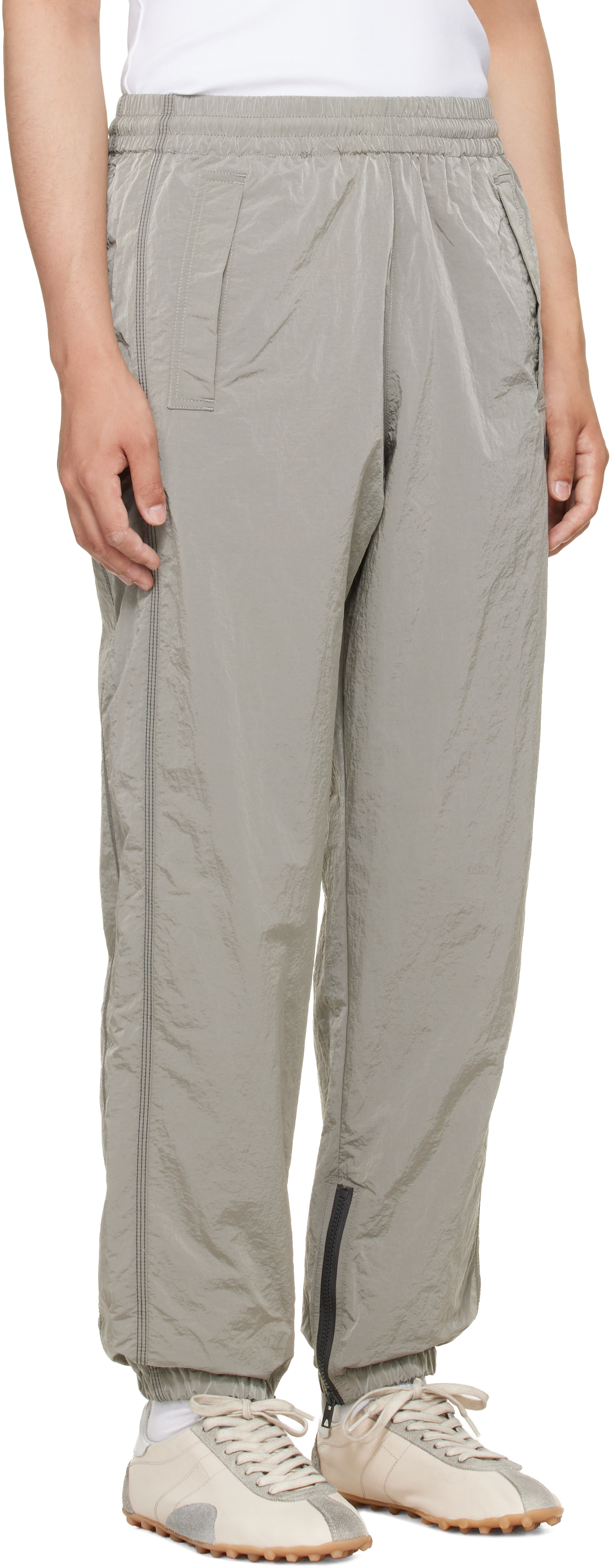 Diesel - Gray Crinkle Effect Nylon Trousers