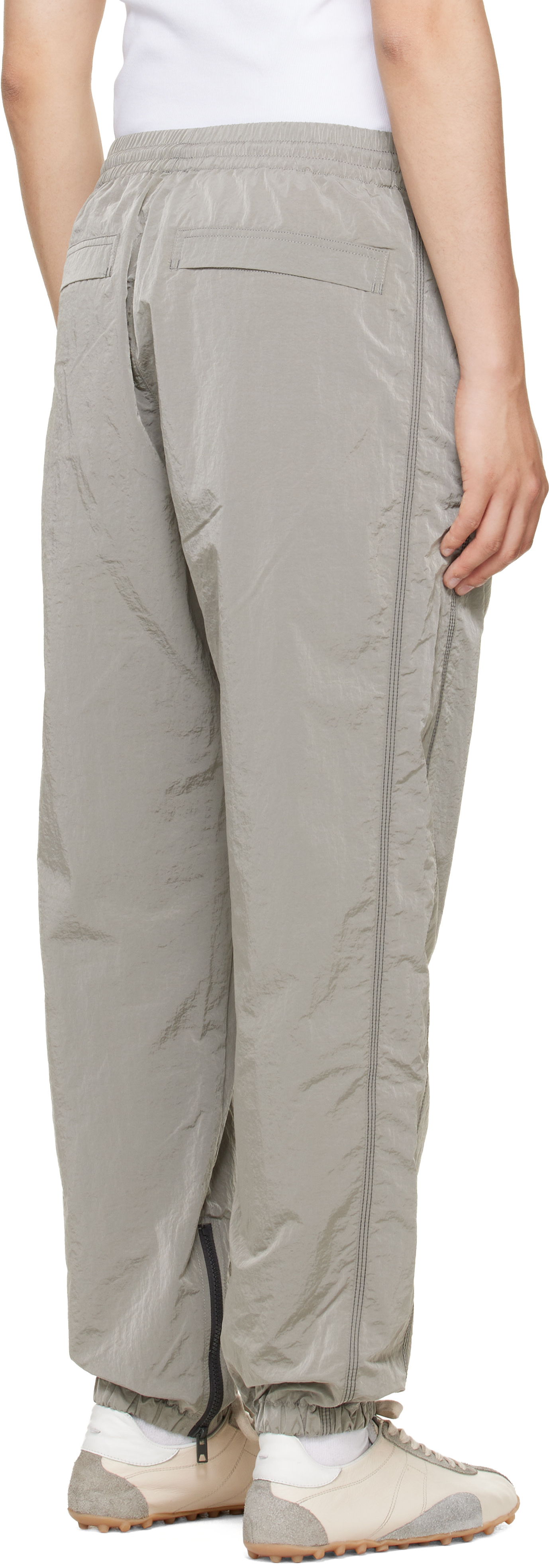 Diesel - Gray Crinkle Effect Nylon Trousers