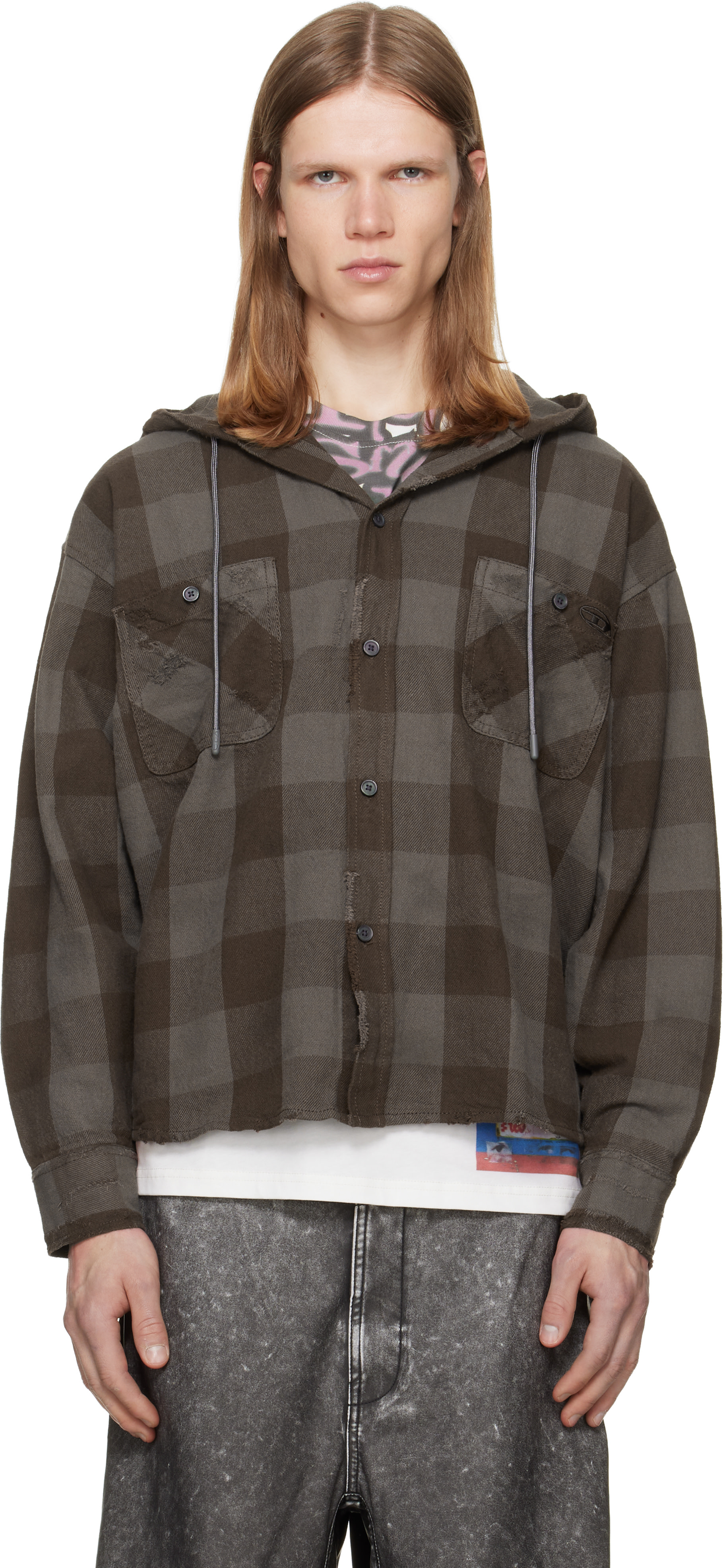 Diesel - Chemise Drum brune à capuche