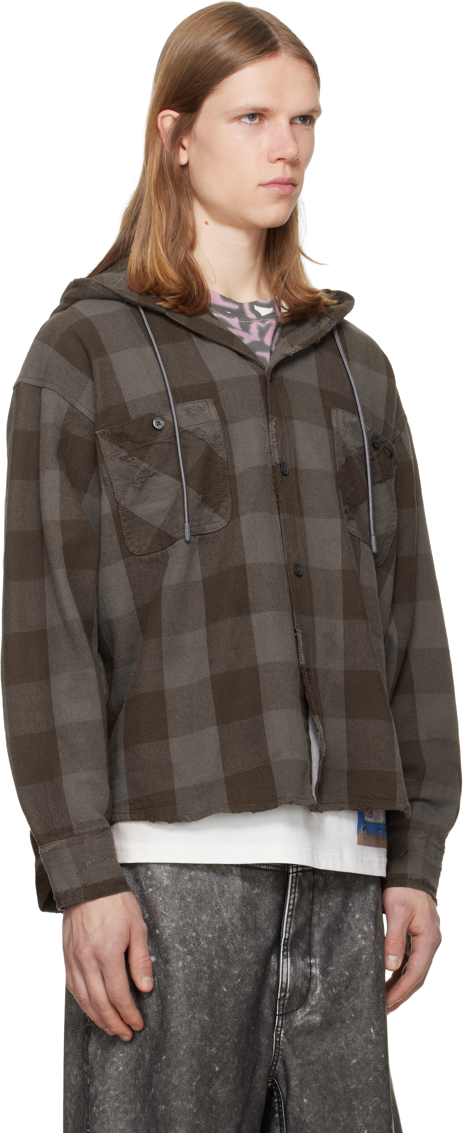 Diesel - Chemise Drum brune à capuche