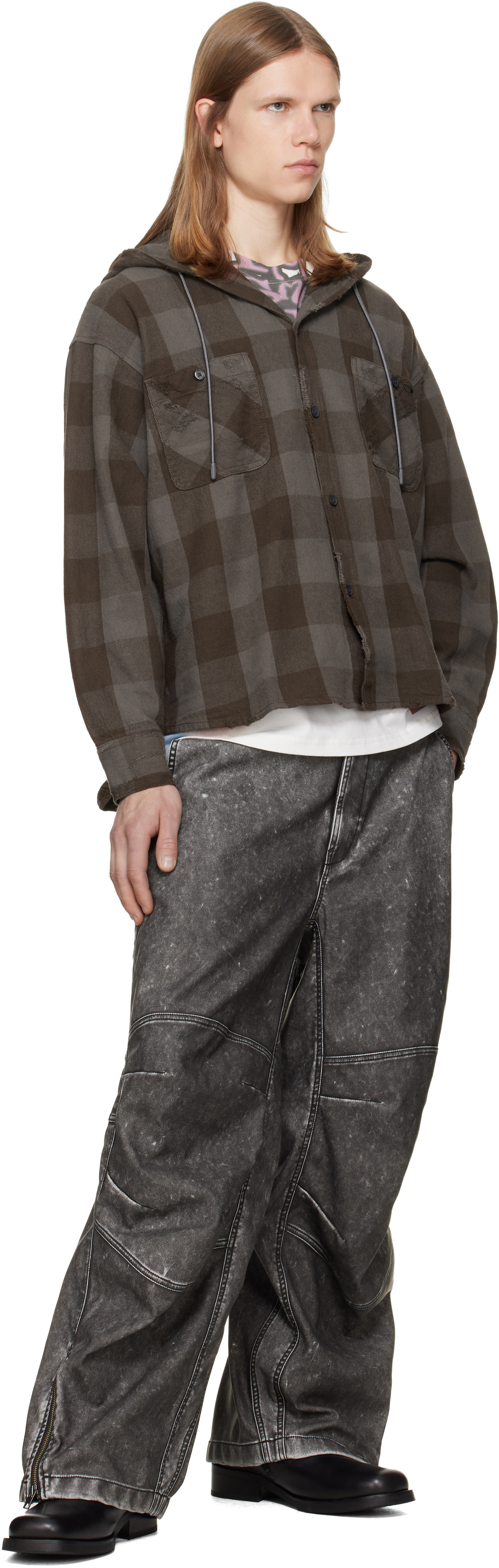 Diesel - Chemise Drum brune à capuche