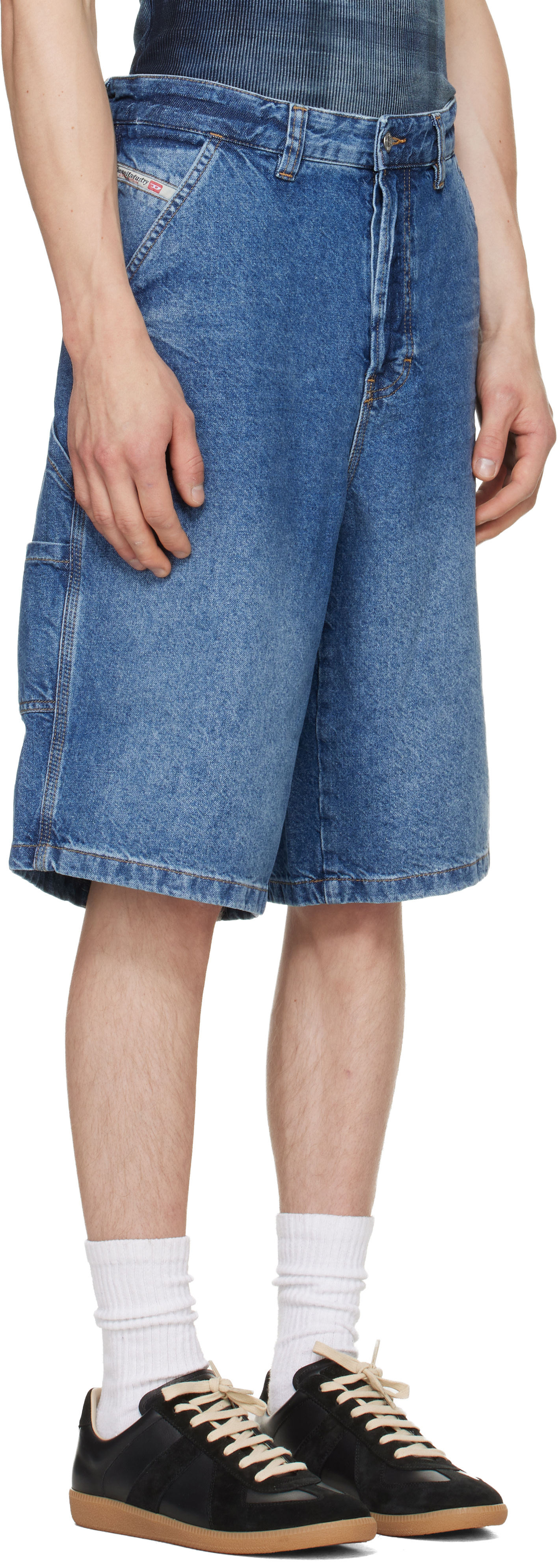 Diesel - Short utilitaire bleu en denim