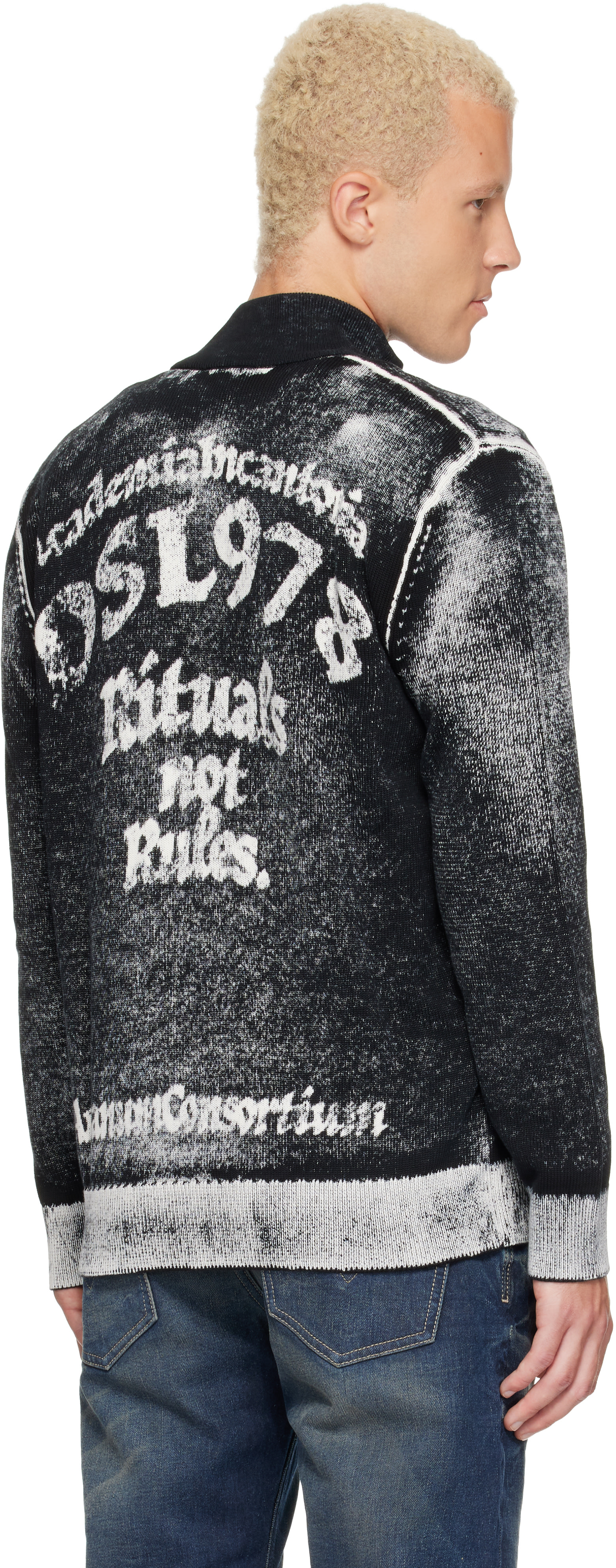 Diesel - Pull noir à glissière à motif Griffin