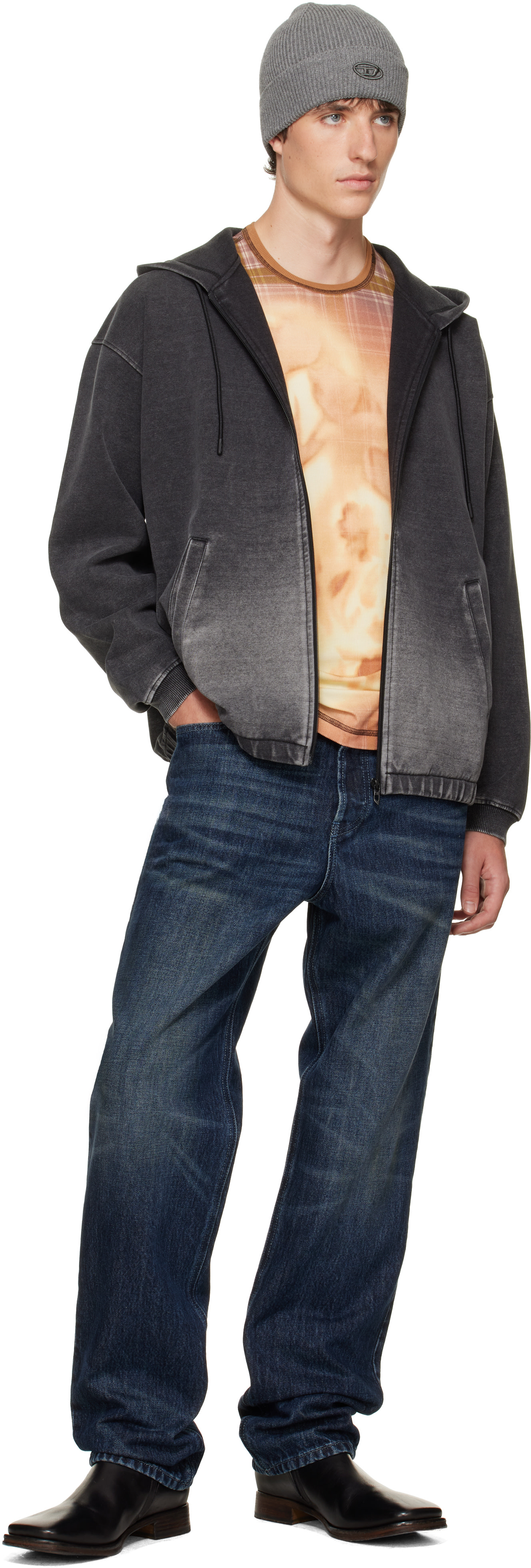 Diesel - 그레이 데그라데 이펙트 스쿠버 후디